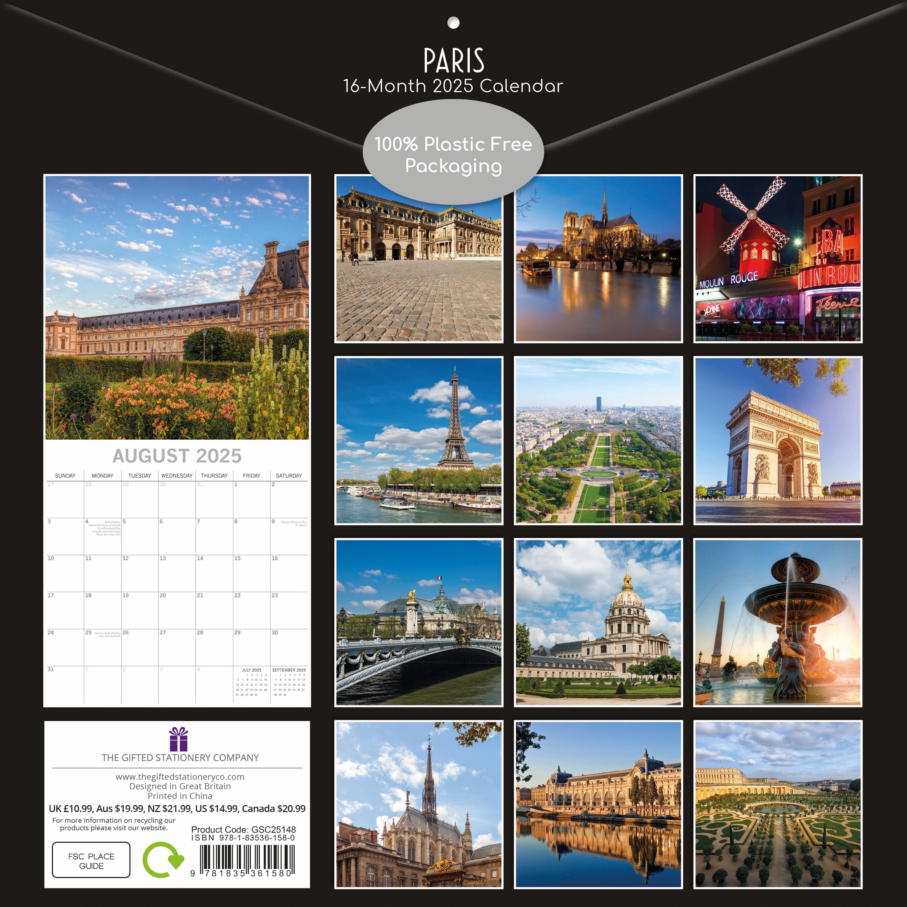 2025 Paris - Square Wall Calendar