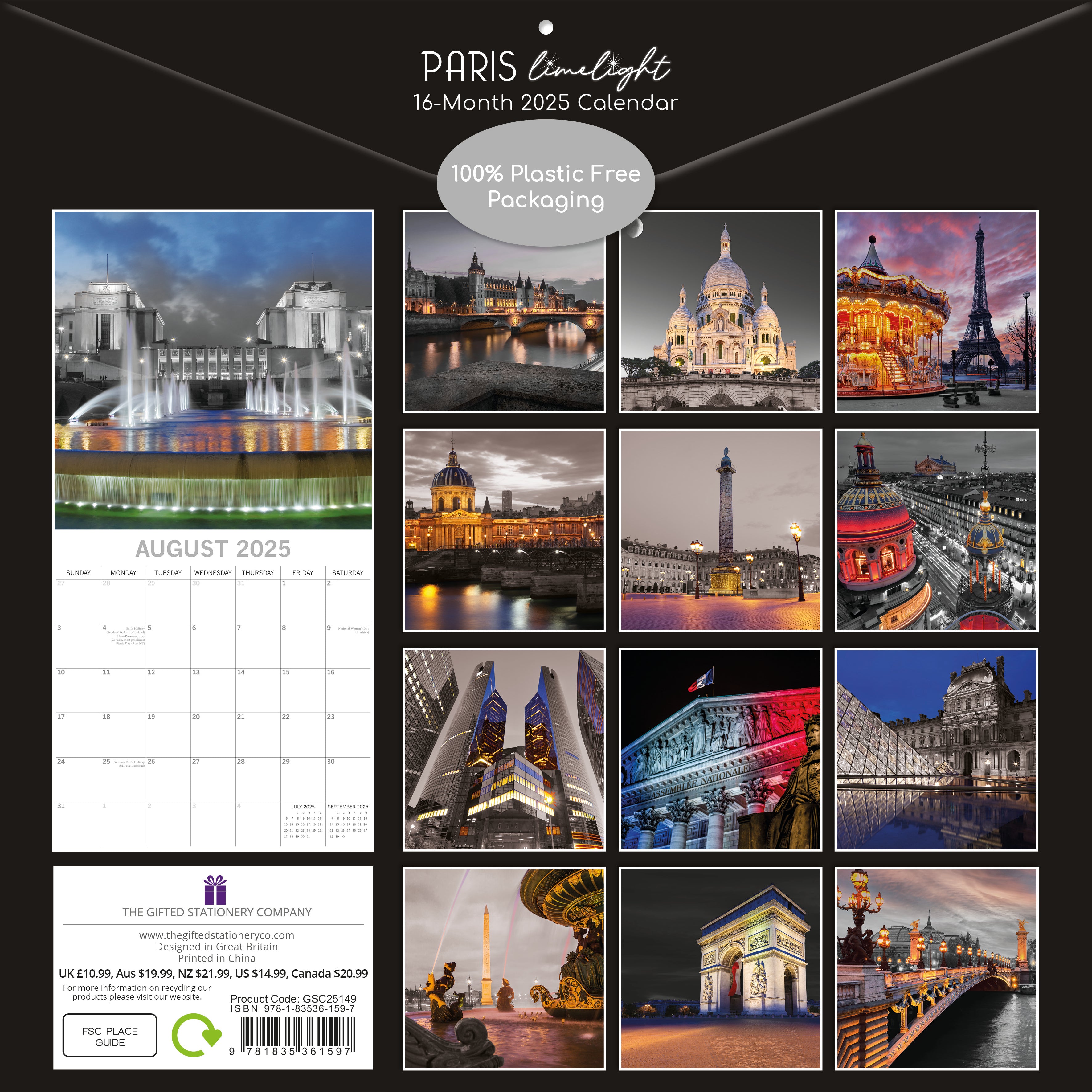 2025 Paris Limelight - Square Wall Calendar