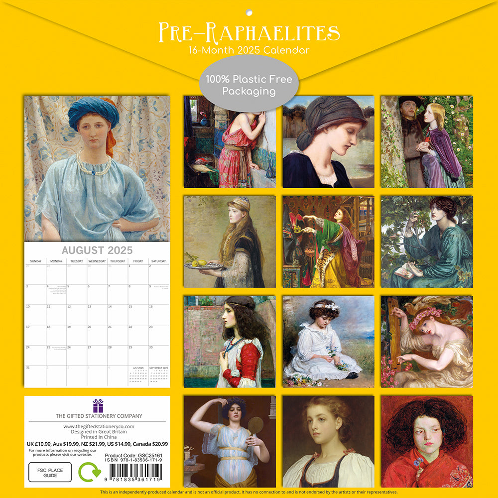 2025 Pre-Raphaelites - Square Wall Calendar