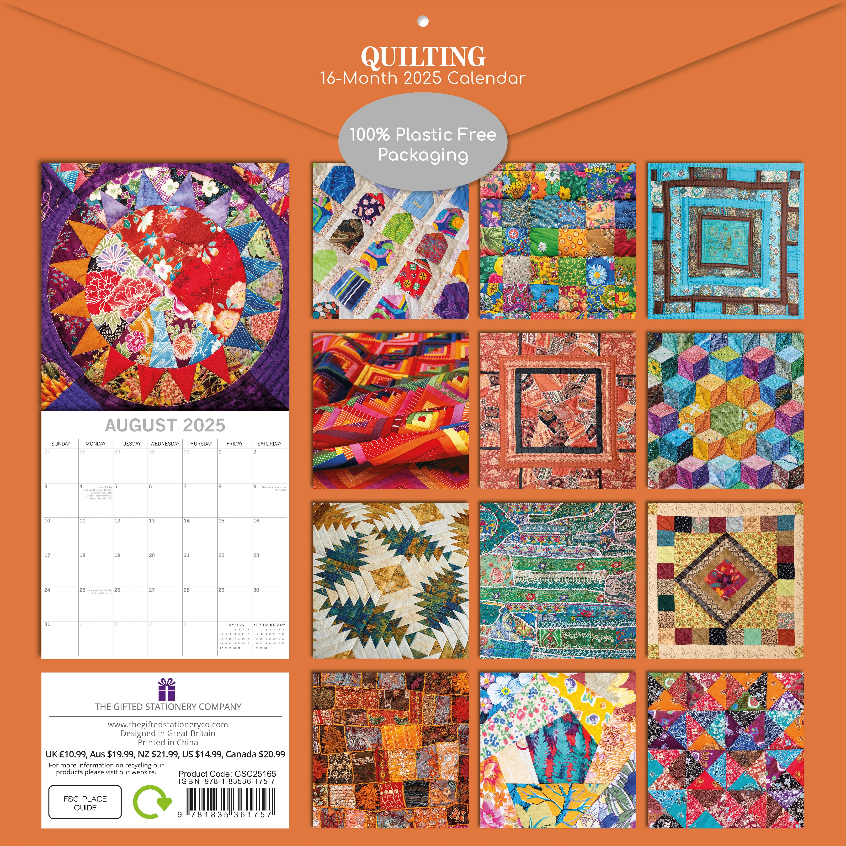 2025 Quilting - Square Wall Calendar