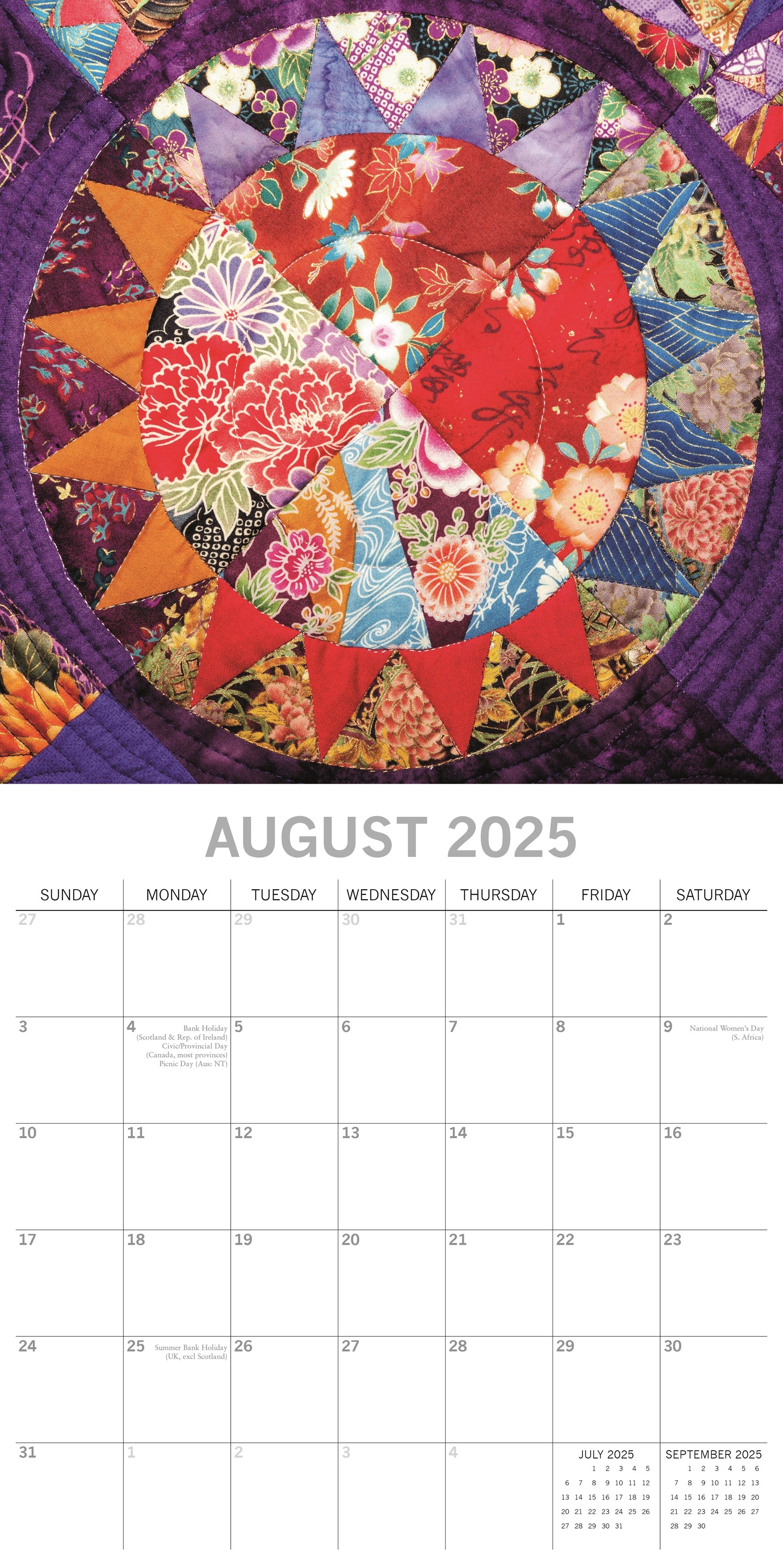 2025 Quilting - Square Wall Calendar