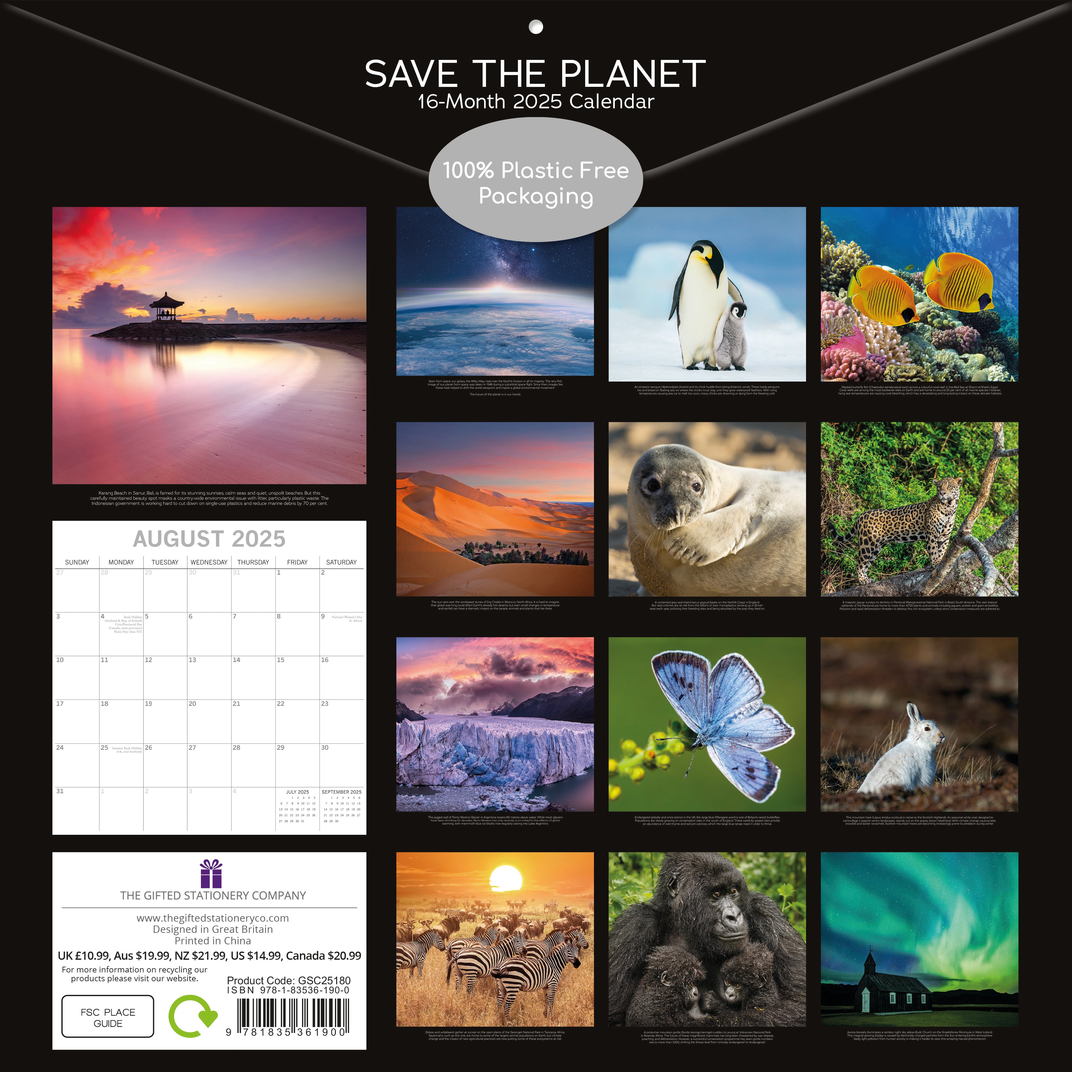 2025 Save the Planet - Square Wall Calendar