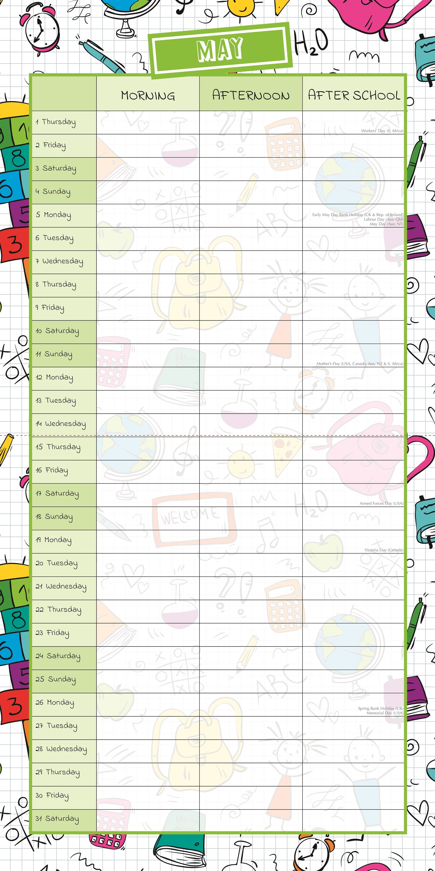 2025 School - Square Wall Calendar