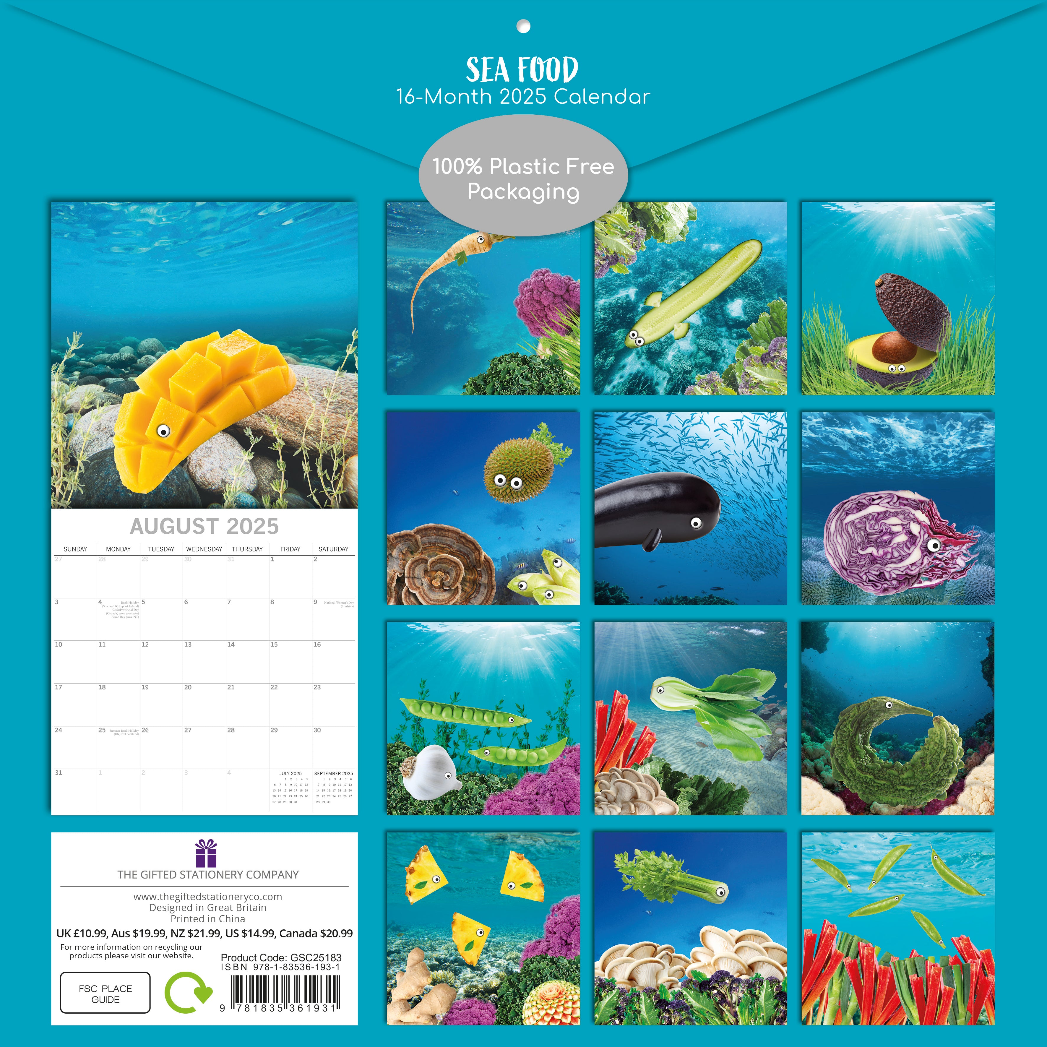 2025 Sea Food - Square Wall Calendar