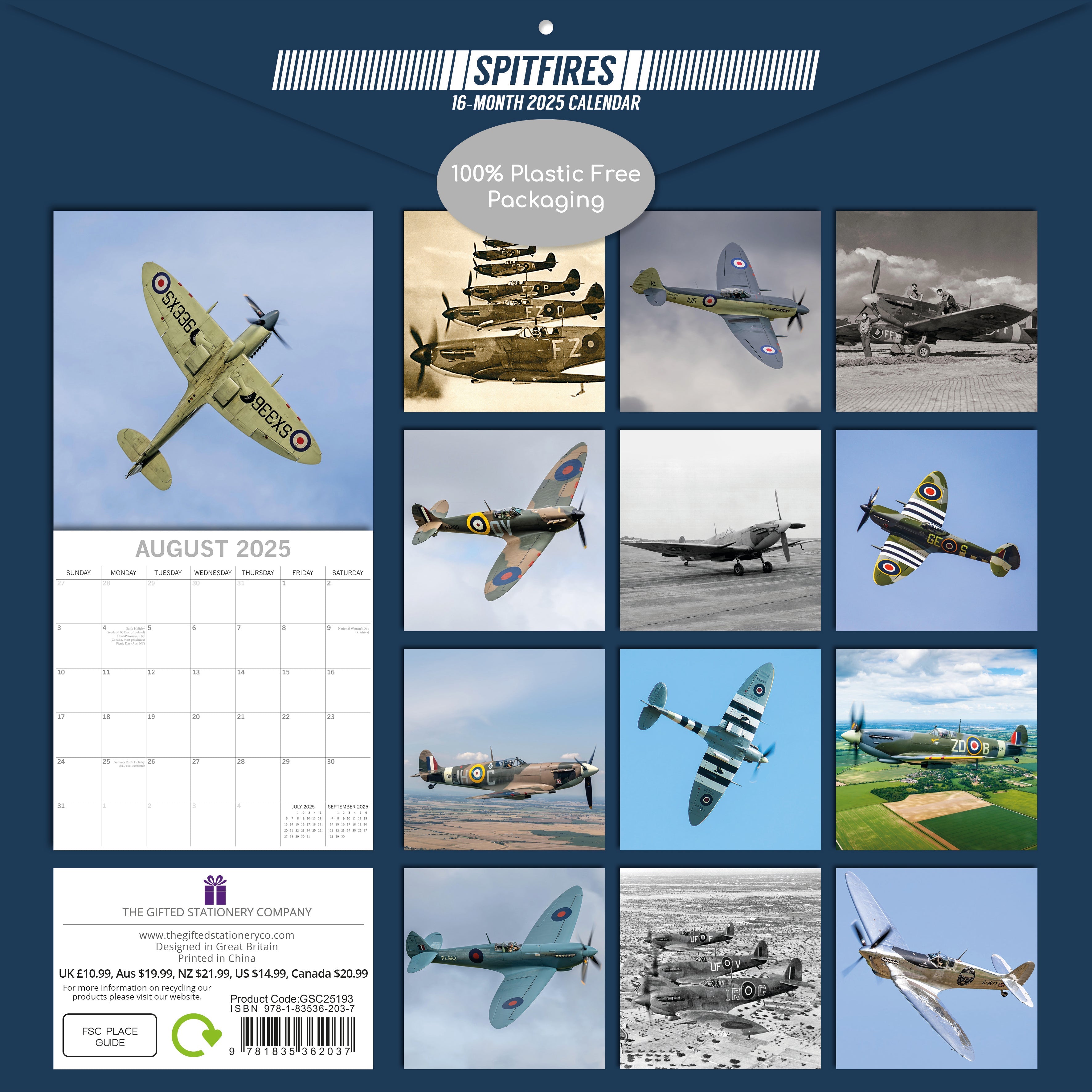 2025 Spitfires - Square Wall Calendar