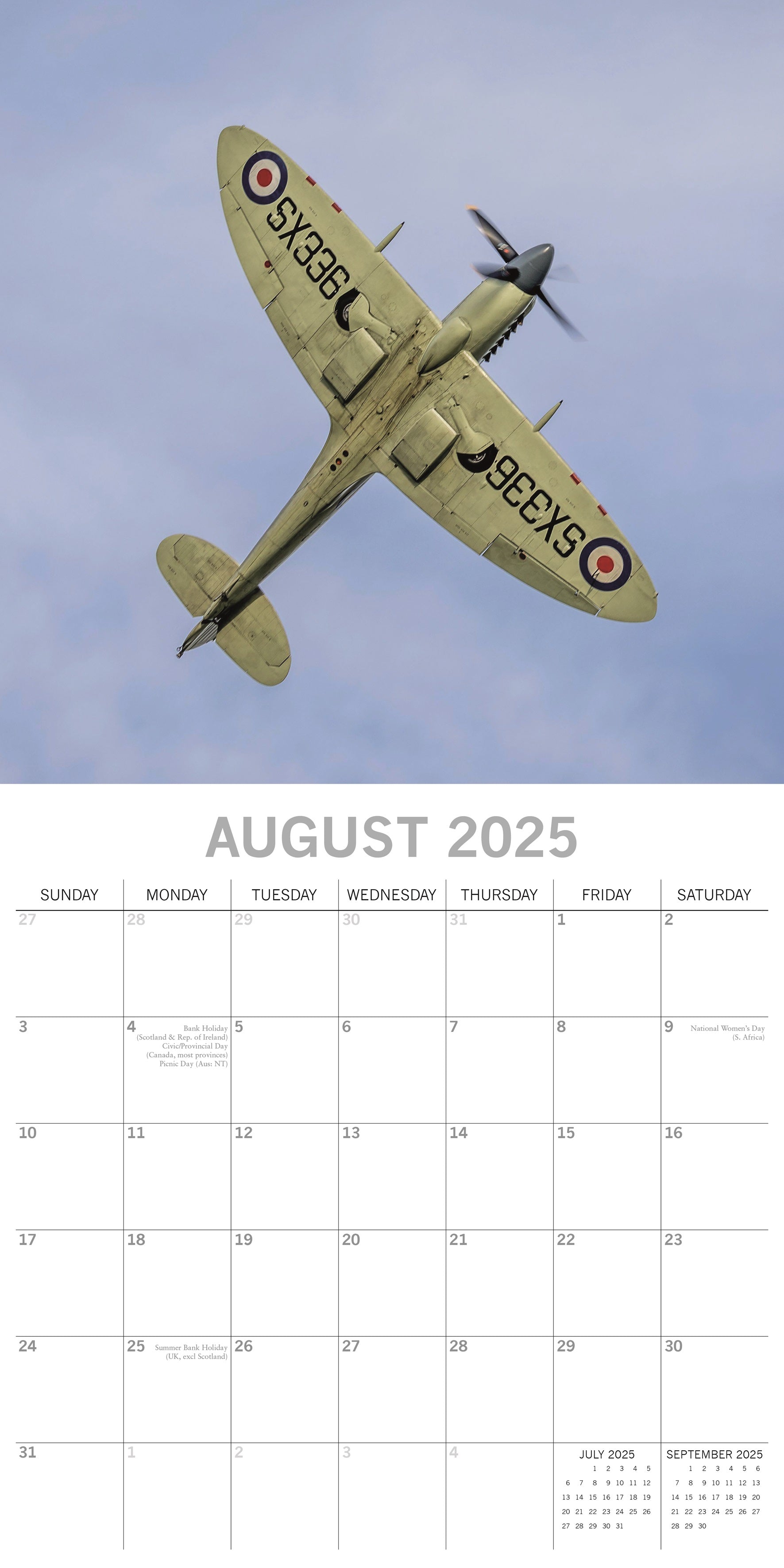 2025 Spitfires - Square Wall Calendar