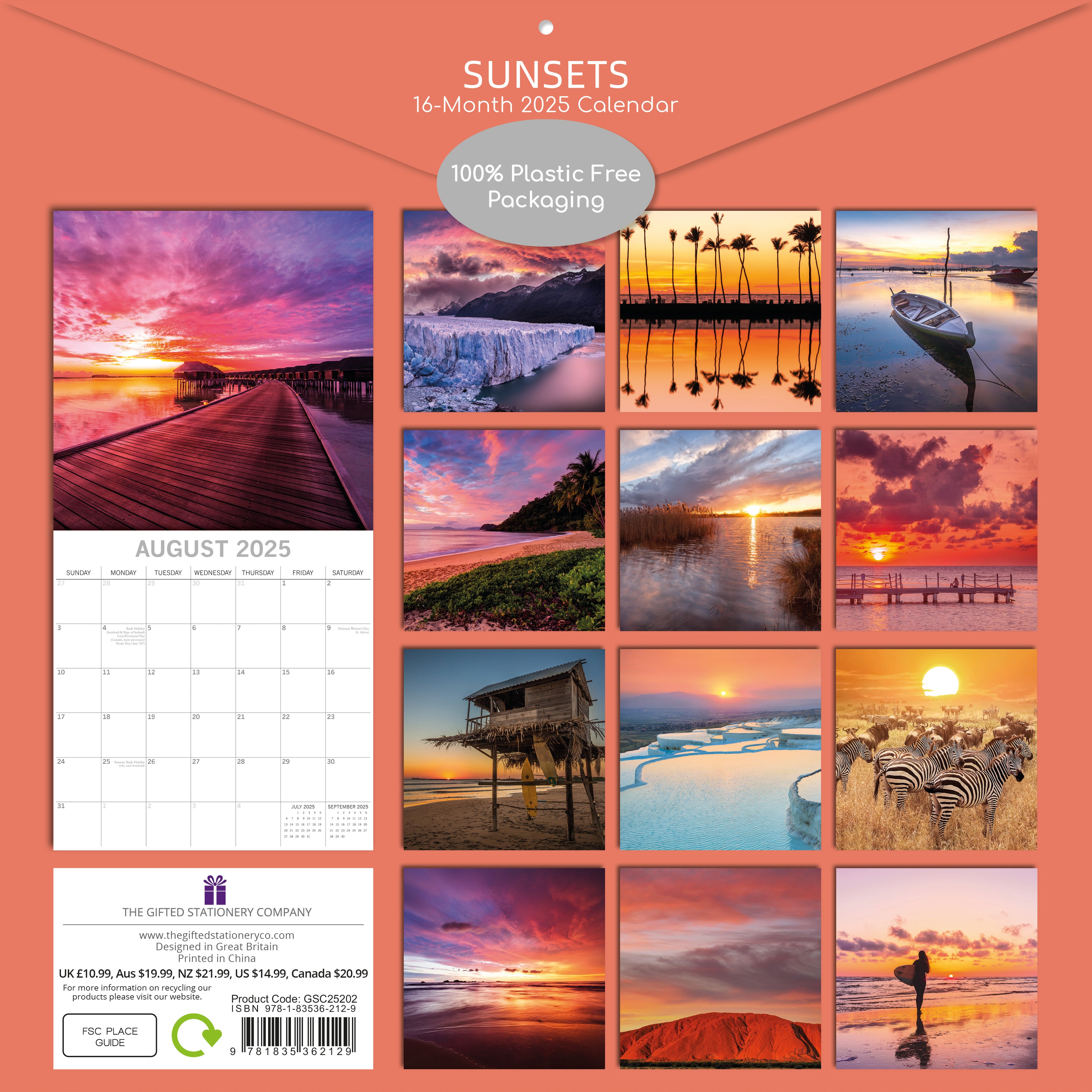 2025 Sunsets - Square Wall Calendar