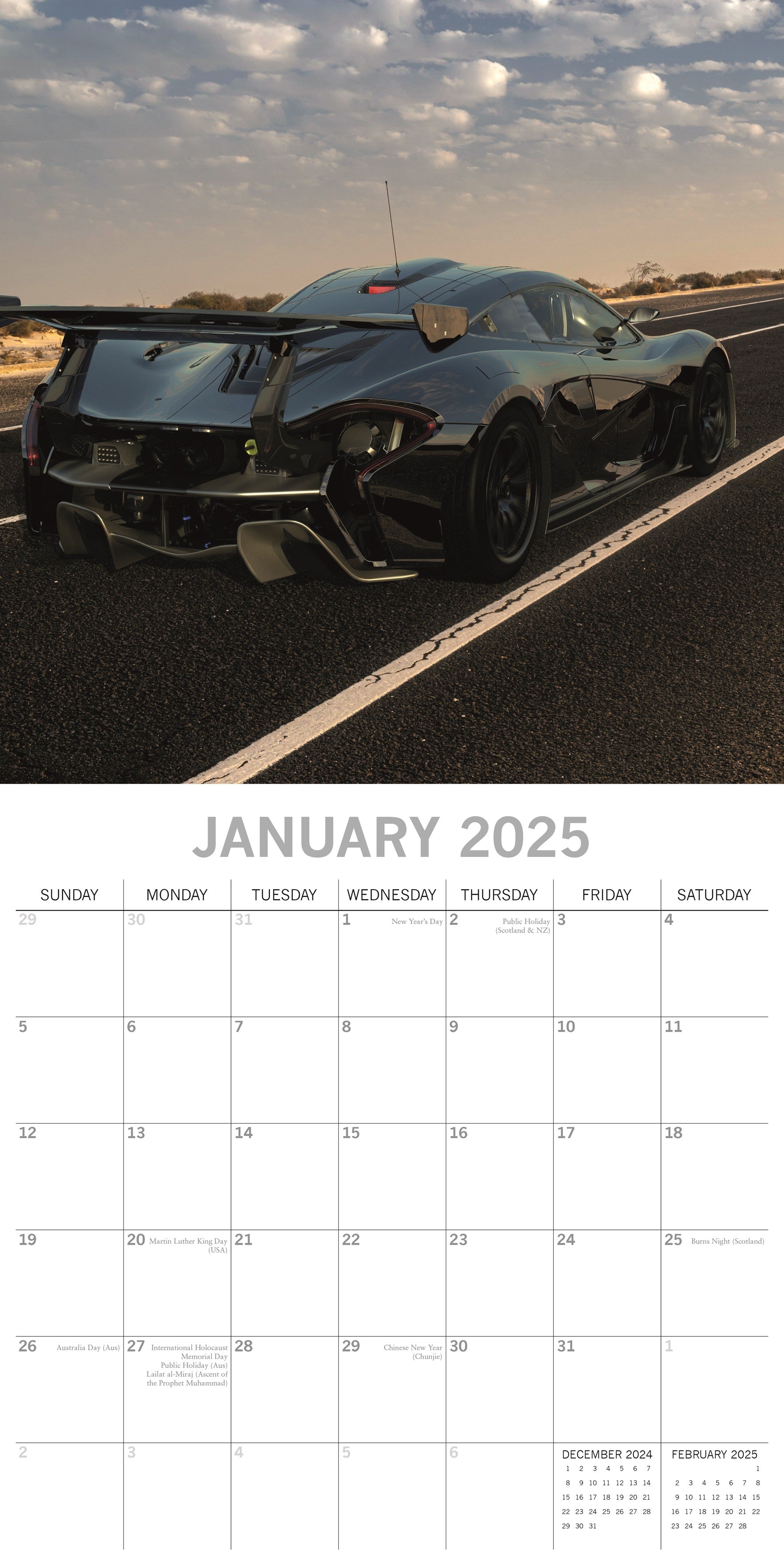 2025 Super Cars - Square Wall Calendar