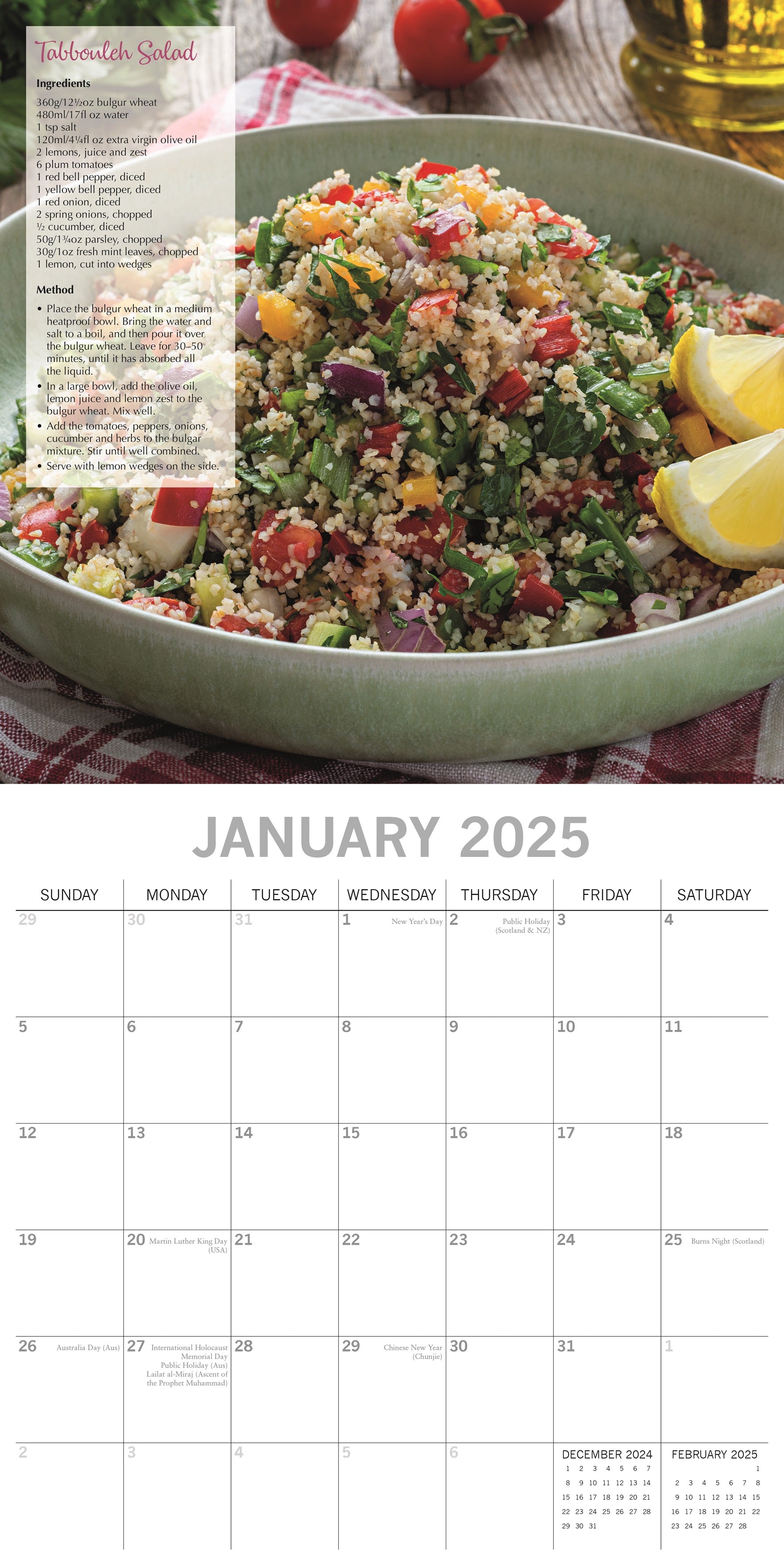 2025 Tasty Vegetarian Recipes - Square Wall Calendar
