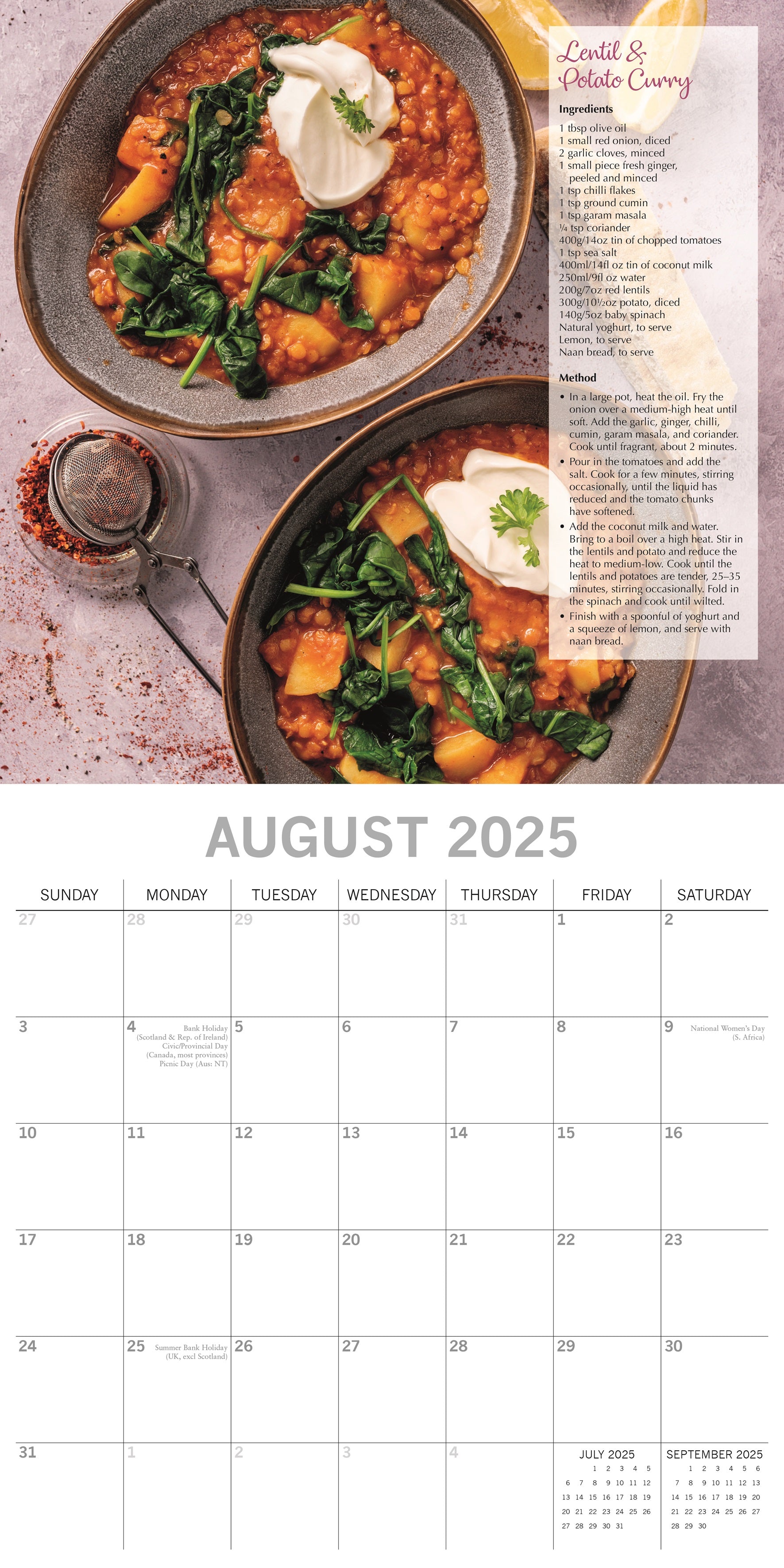 2025 Tasty Vegetarian Recipes - Square Wall Calendar