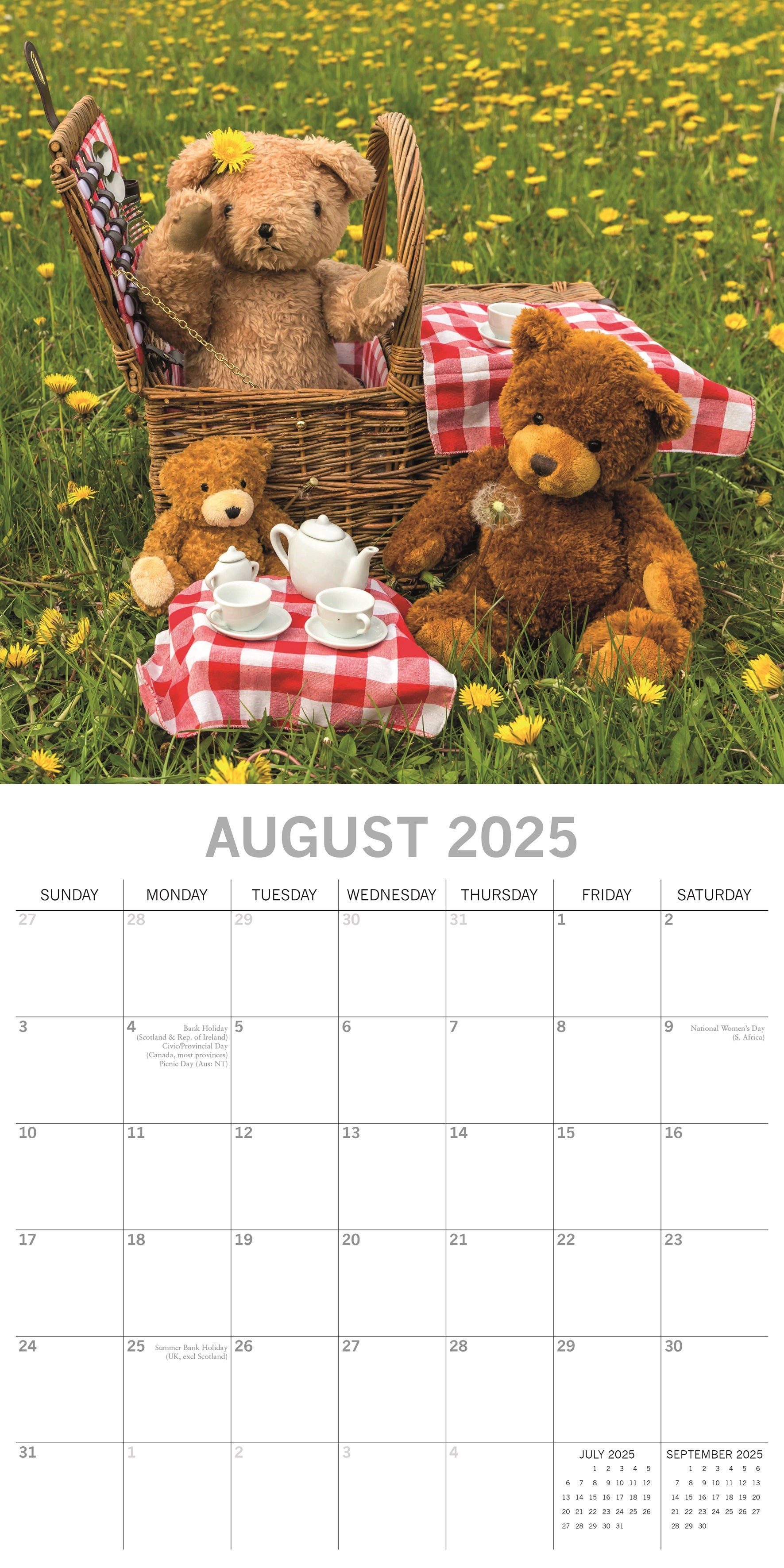 2025 Teddy Bears - Square Wall Calendar