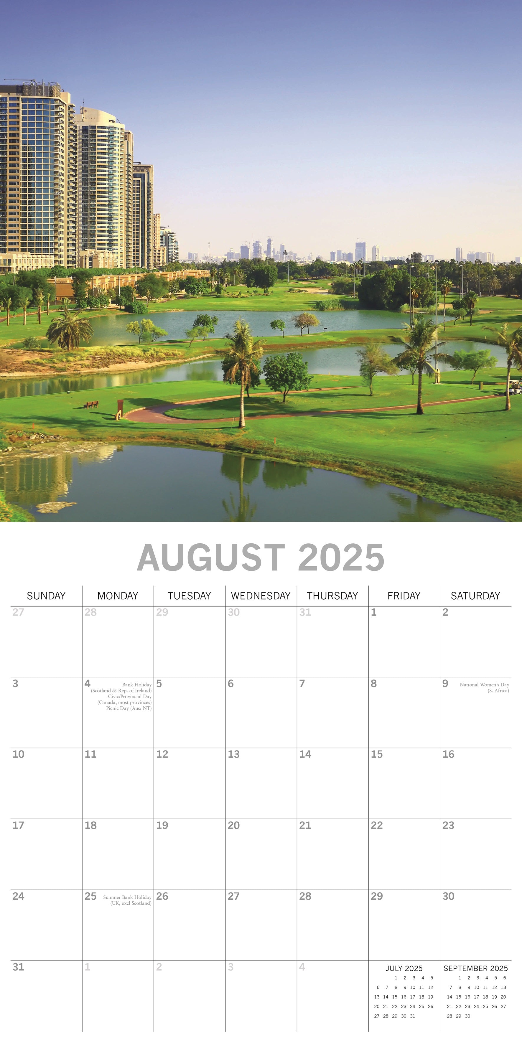 2025 The World of Golf - Square Wall Calendar