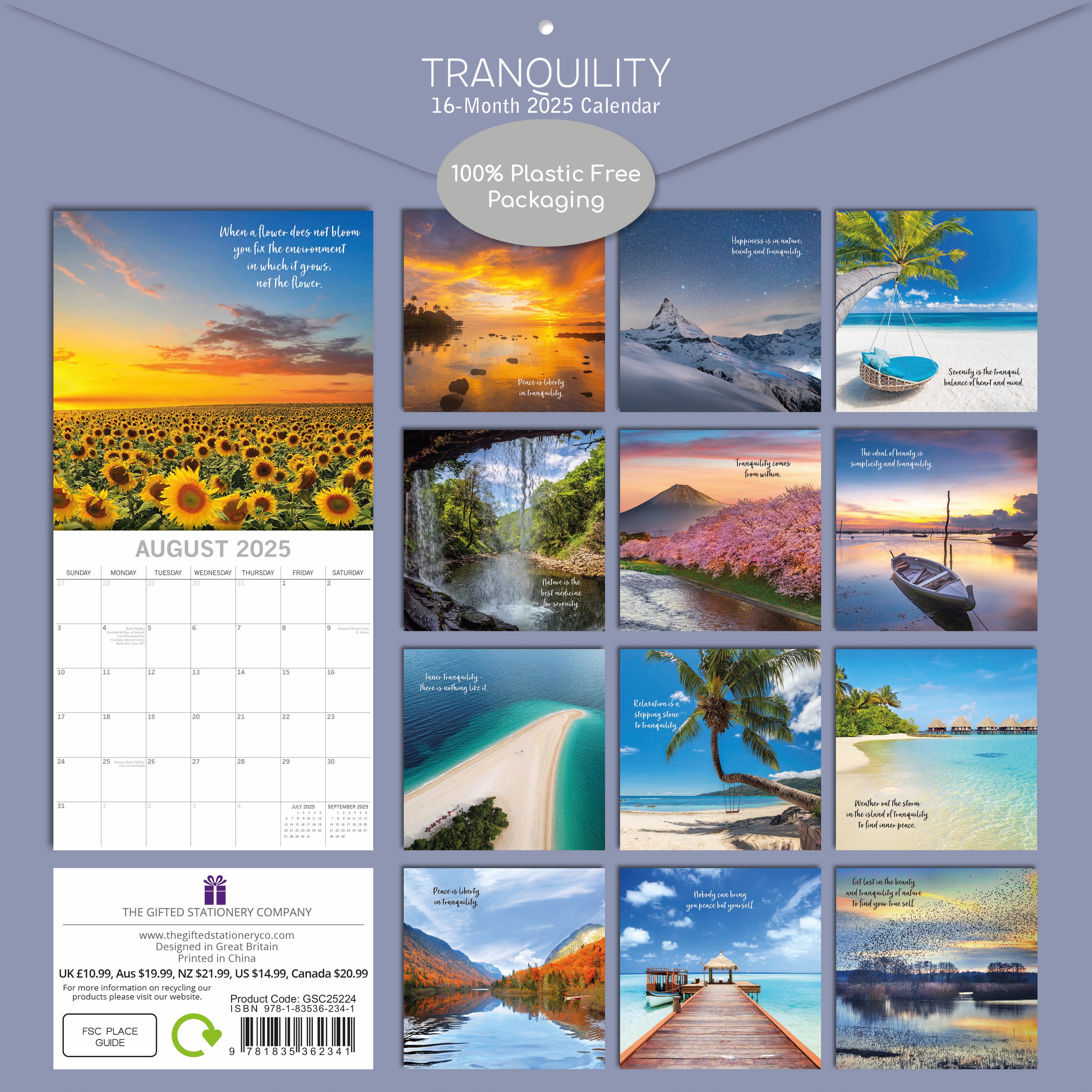 2025 Tranquility - Square Wall Calendar