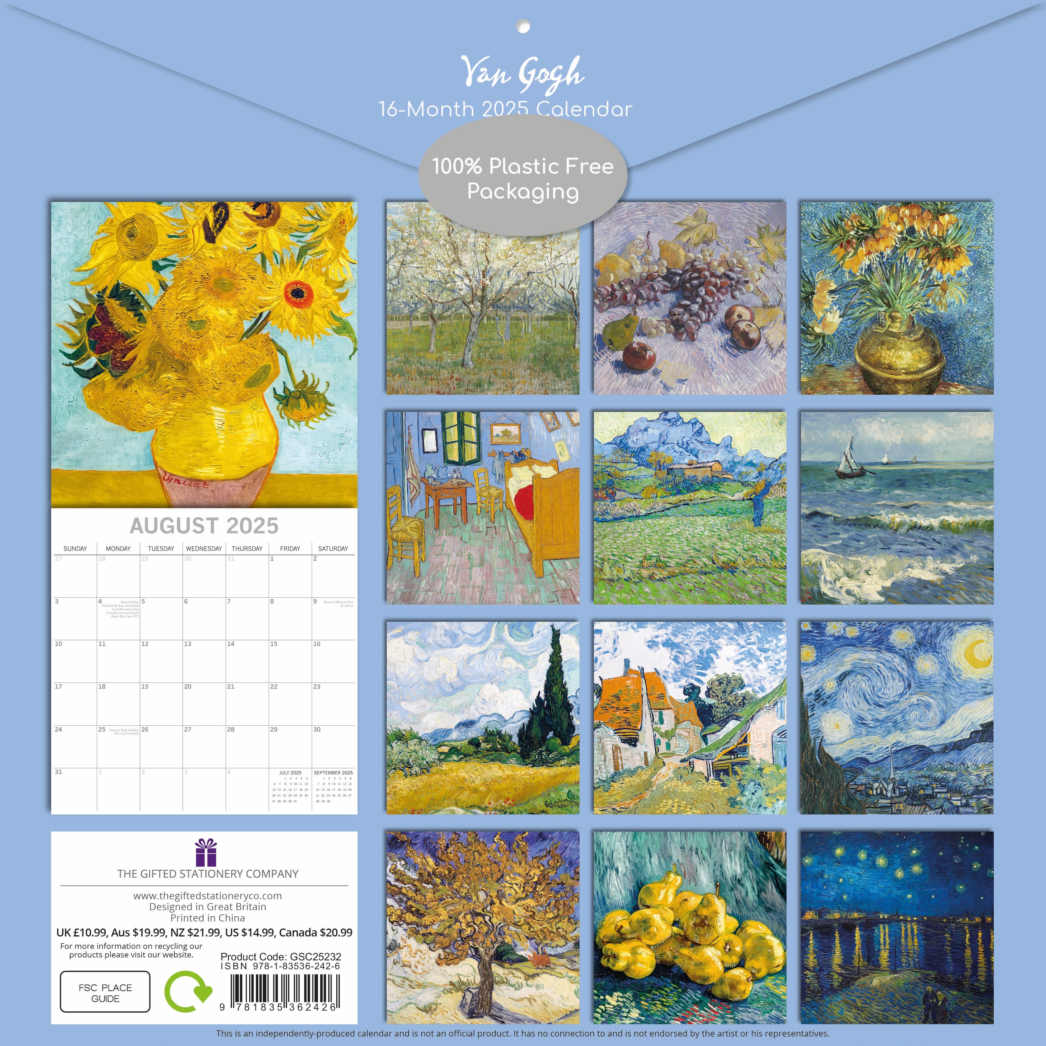 2025 Van Gogh - Square Wall Calendar