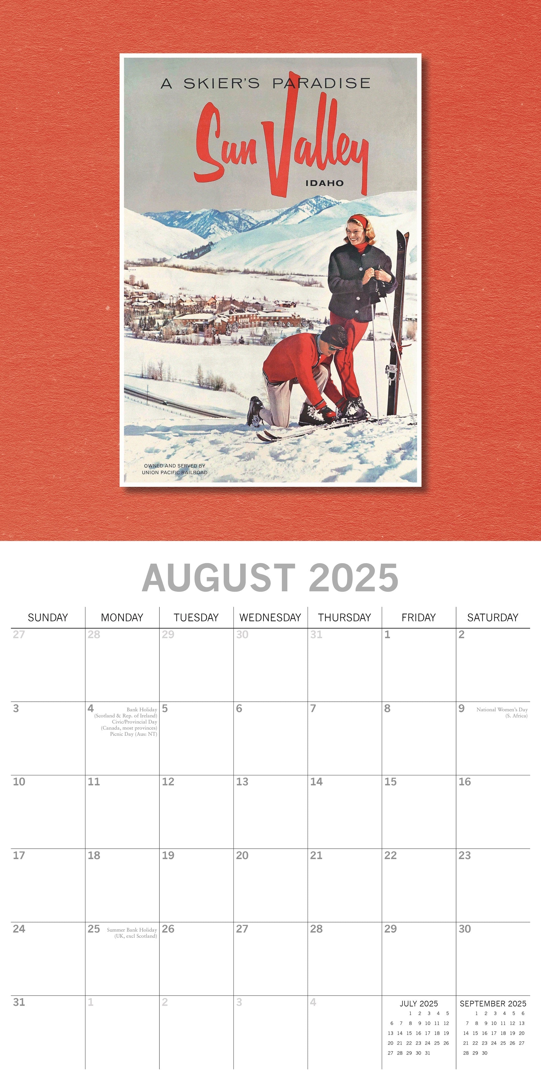 2025 Vintage Skiing Posters - Square Wall Calendar