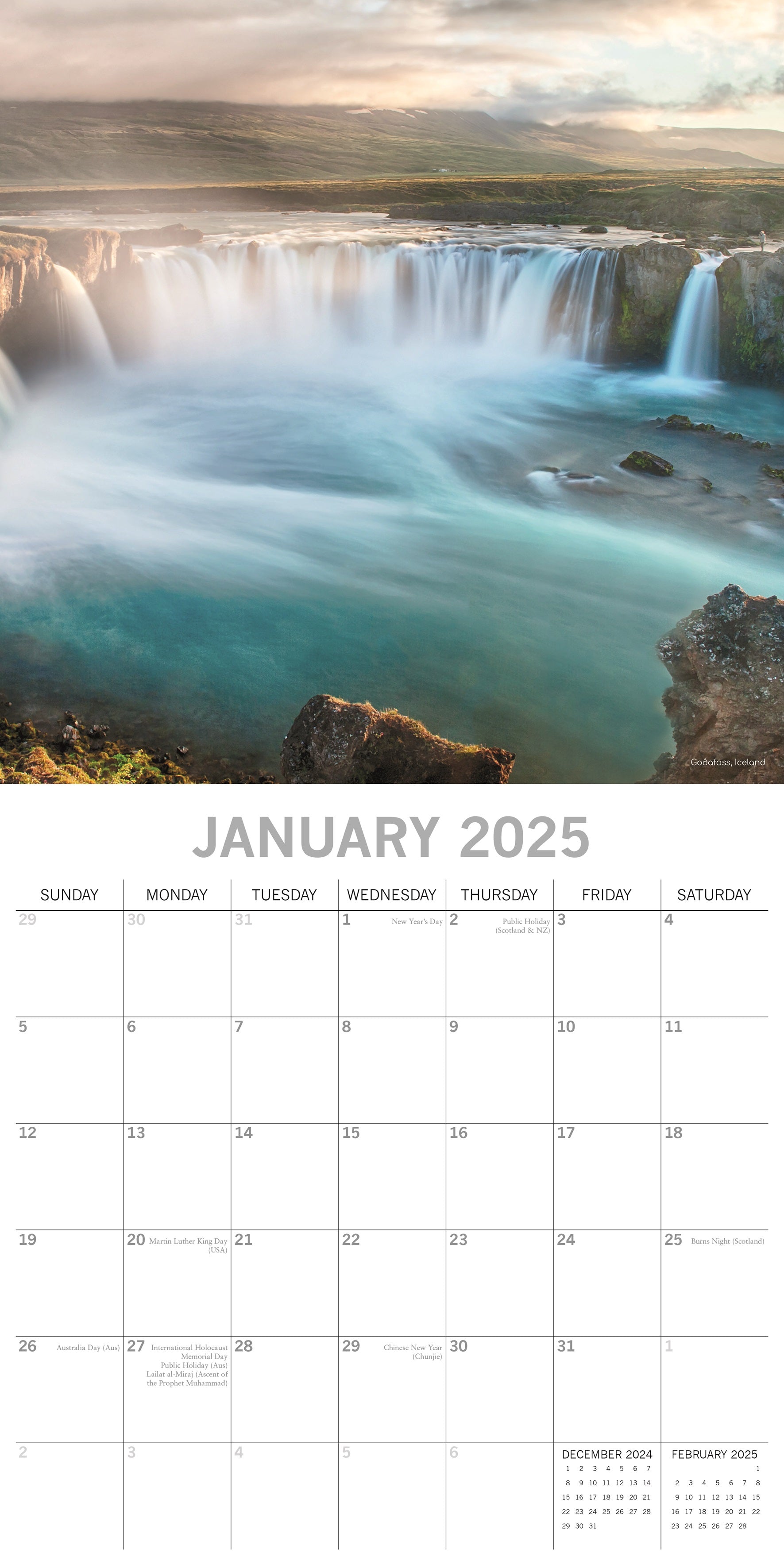 2025 Waterfalls - Square Wall Calendar