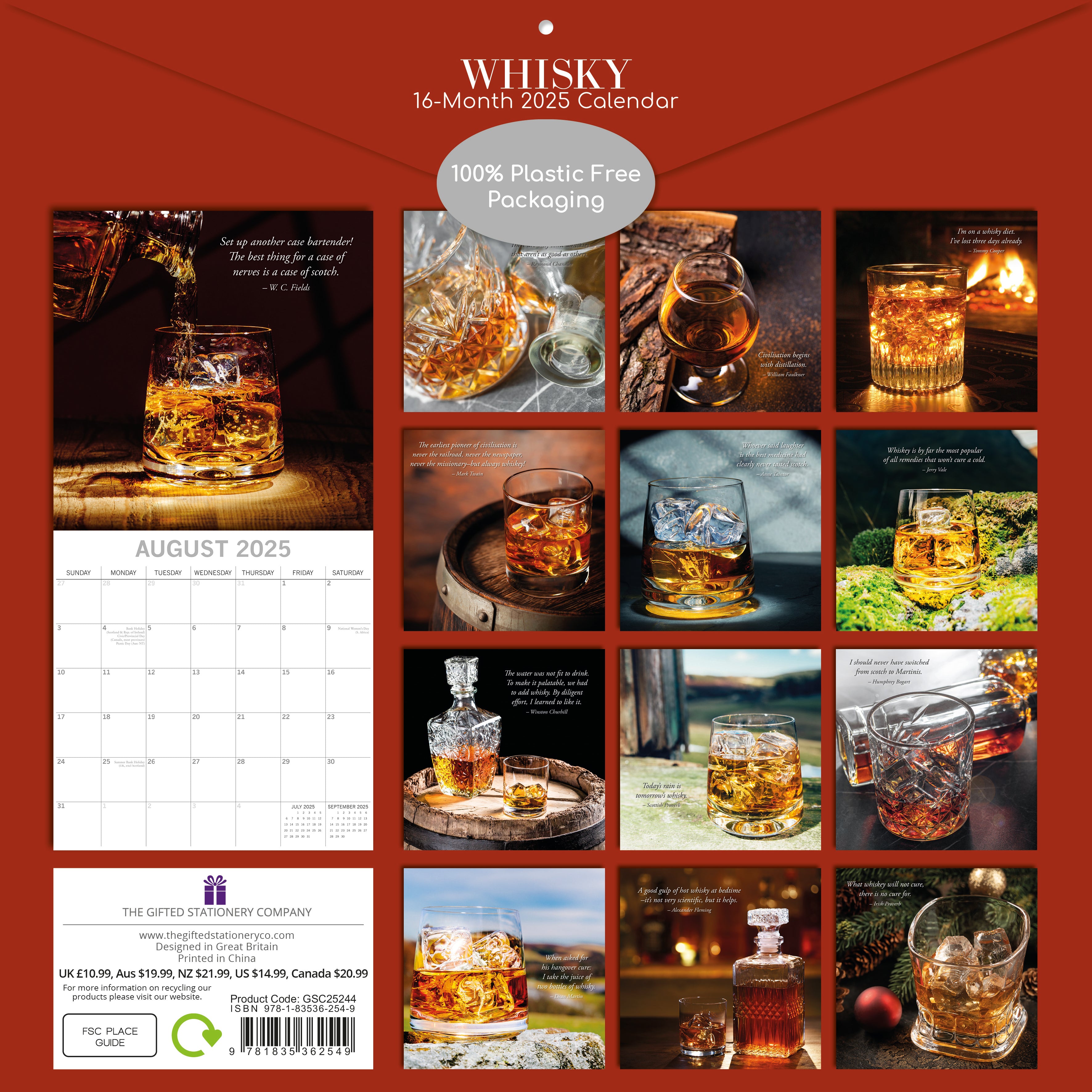 2025 Whisky - Square Wall Calendar