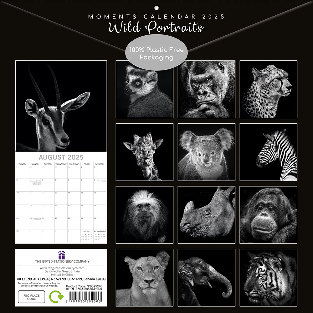 2025 Wild Portraits - Square Wall Calendar