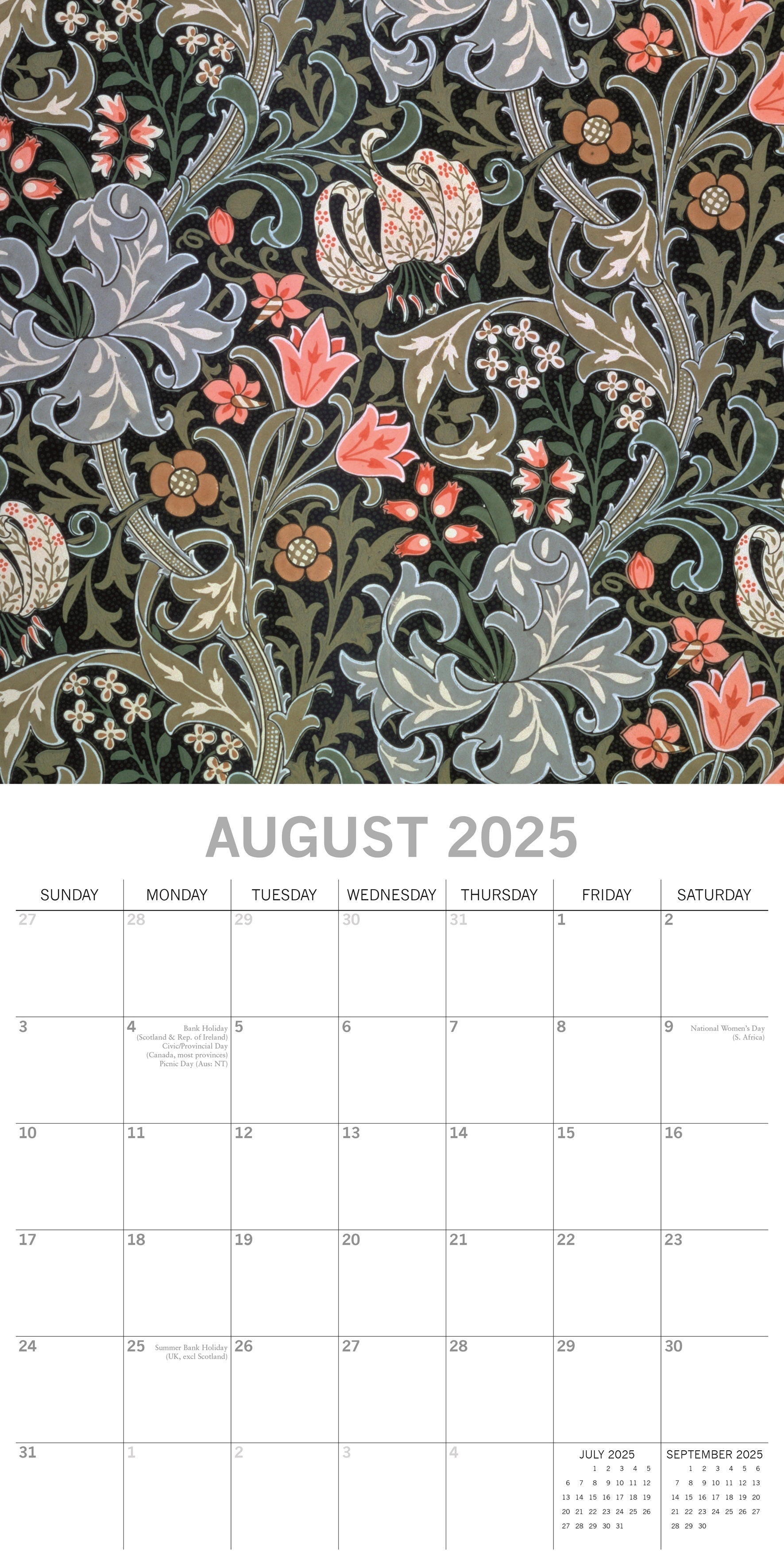 2025 William Morris - Square Wall Calendar