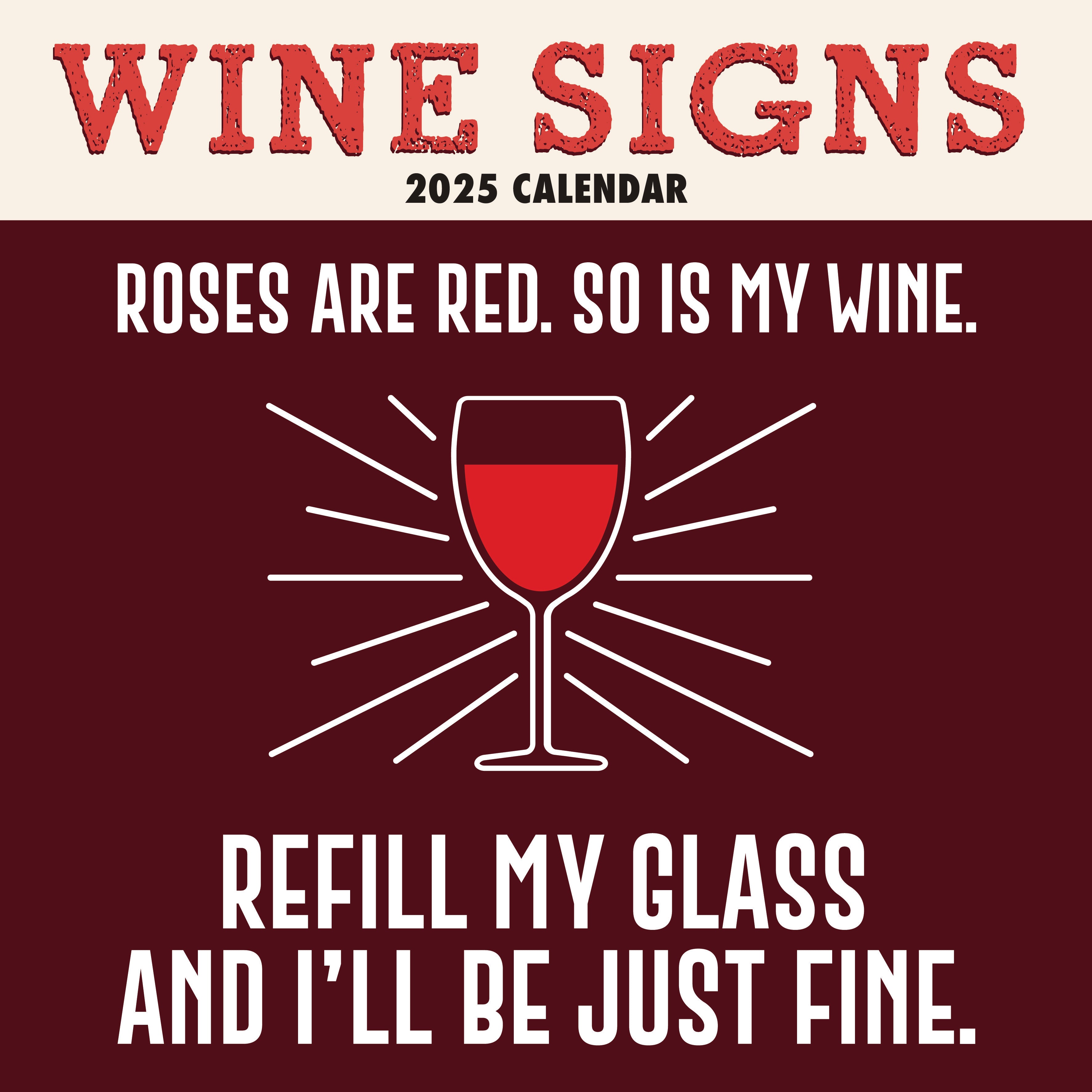 2025 Wine Signs - Square Wall Calendar