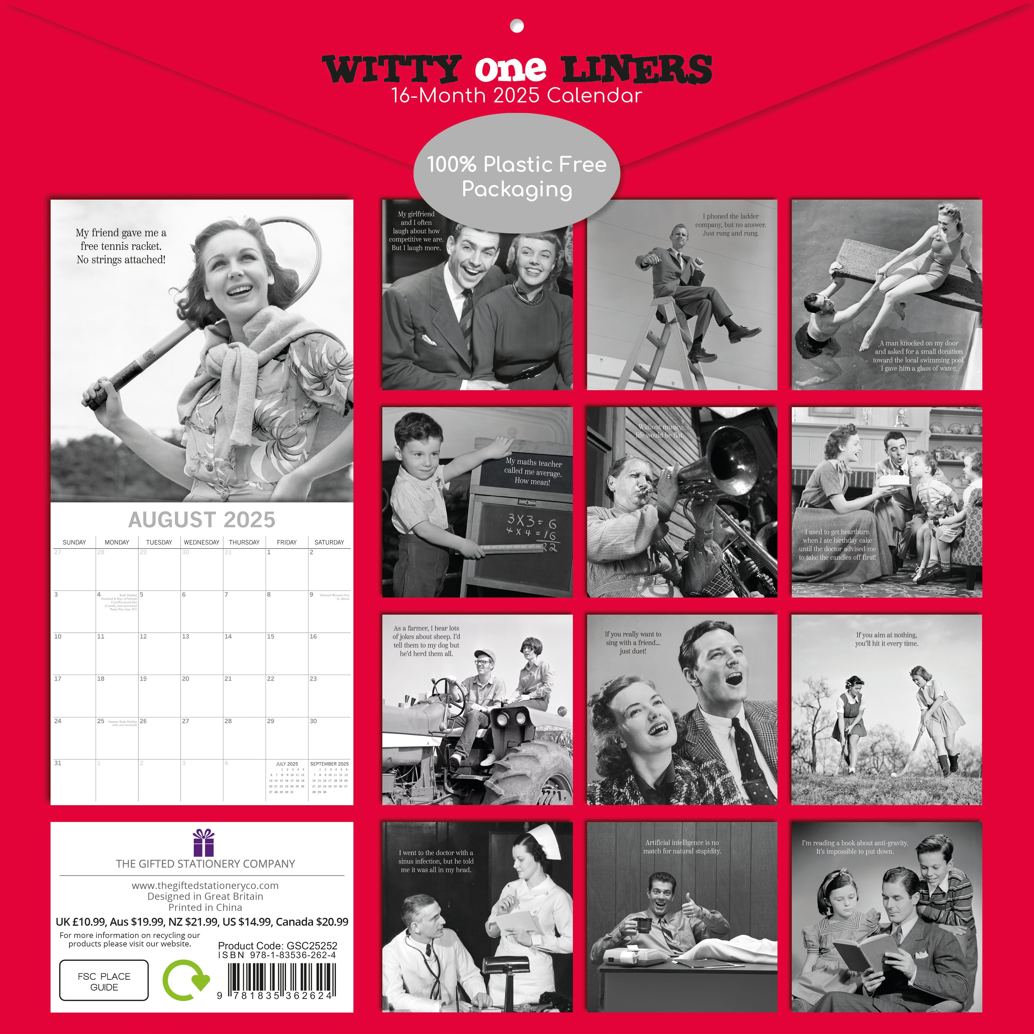 2025 Witty One Liners - Square Wall Calendar