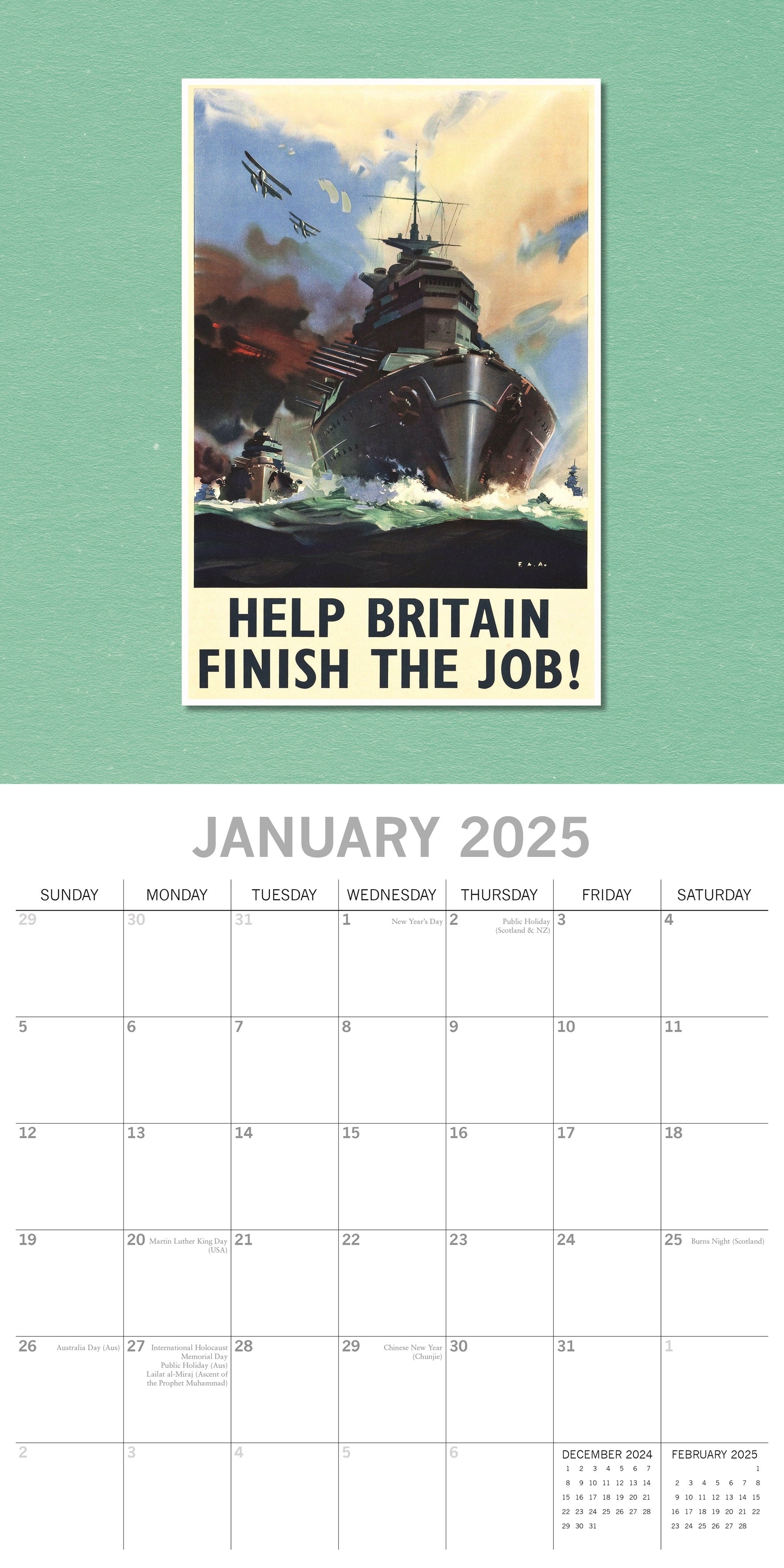 2025 World War Posters - Square Wall Calendar