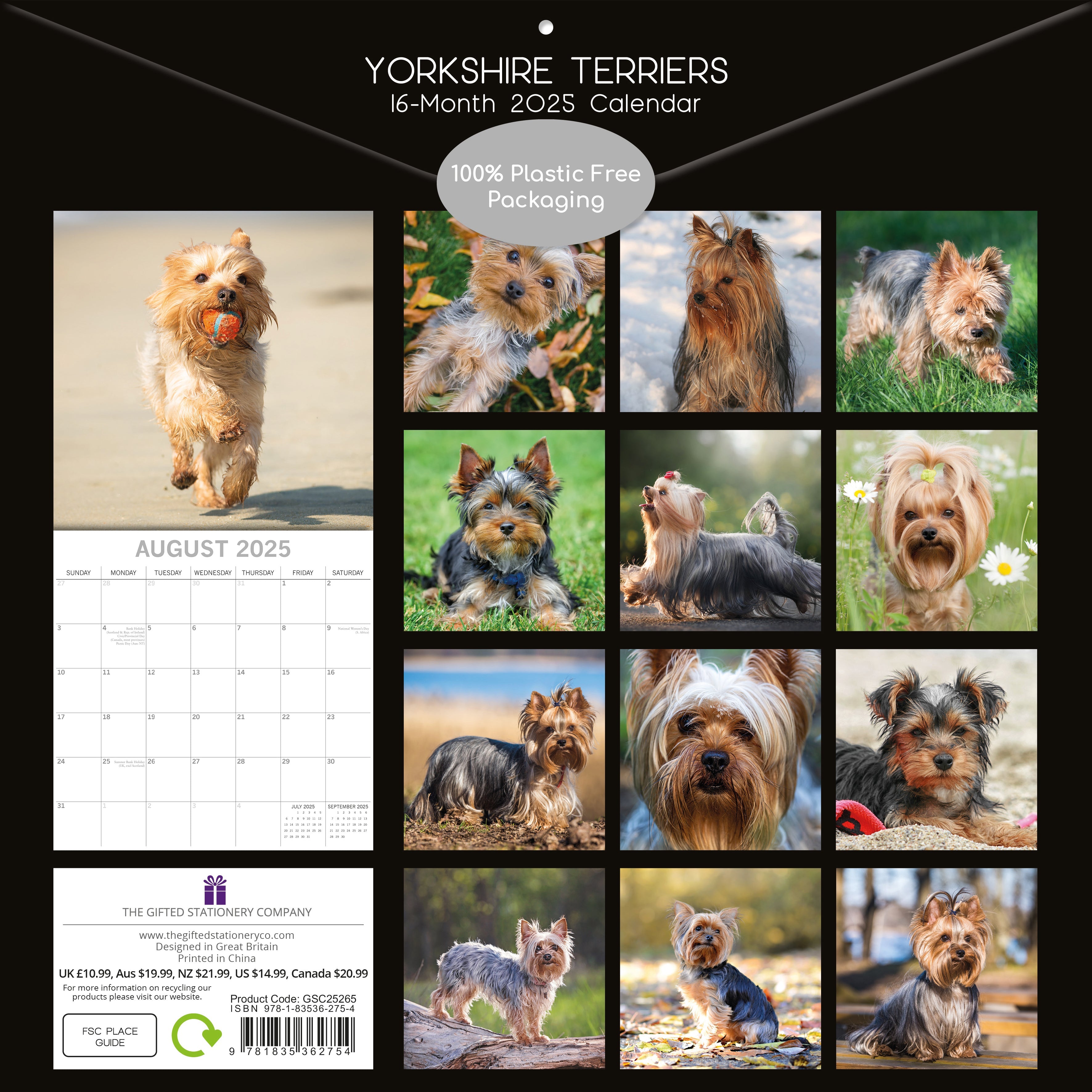 2025 Yorkshire Terriers - Square Wall Calendar