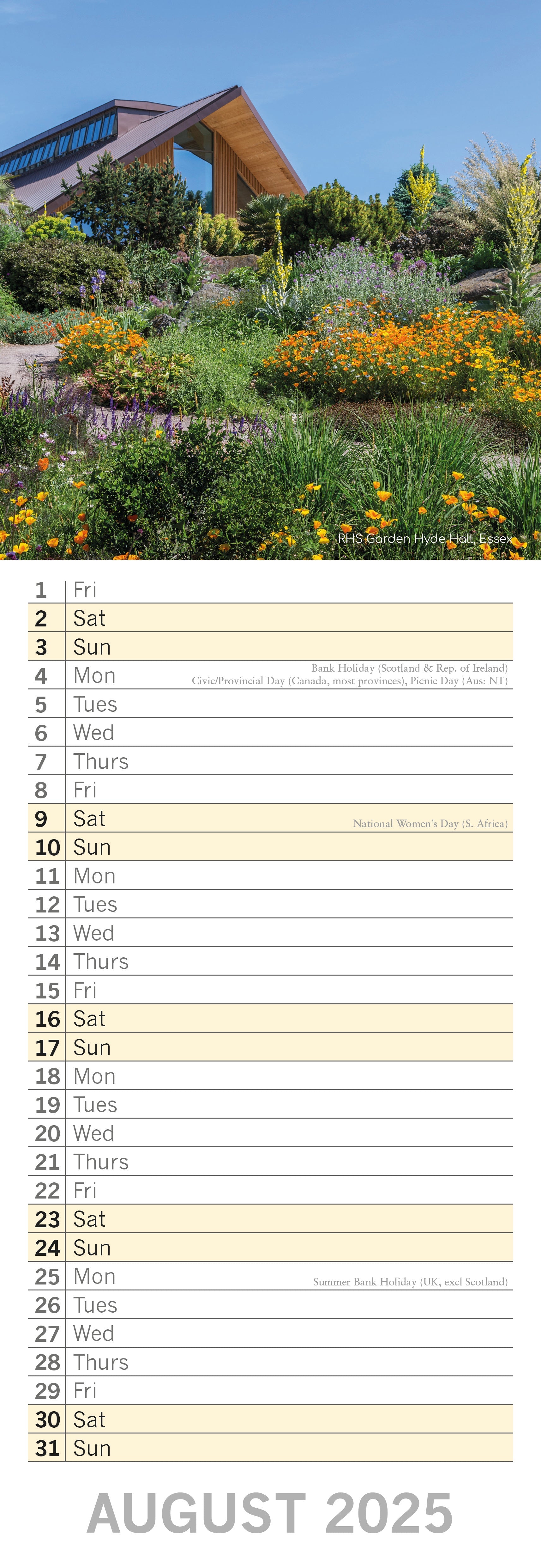 2025 Beautiful Gardens - Slim Wall Calendar