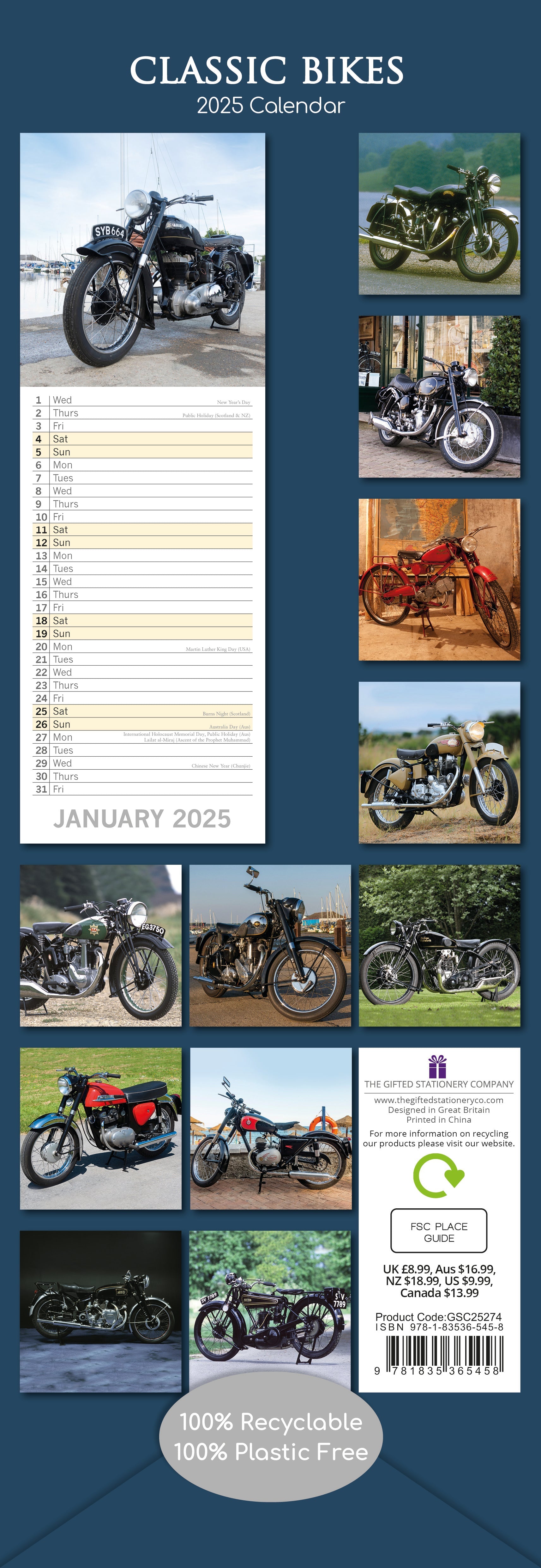 2025 Classic Bikes - Slim Wall Calendar