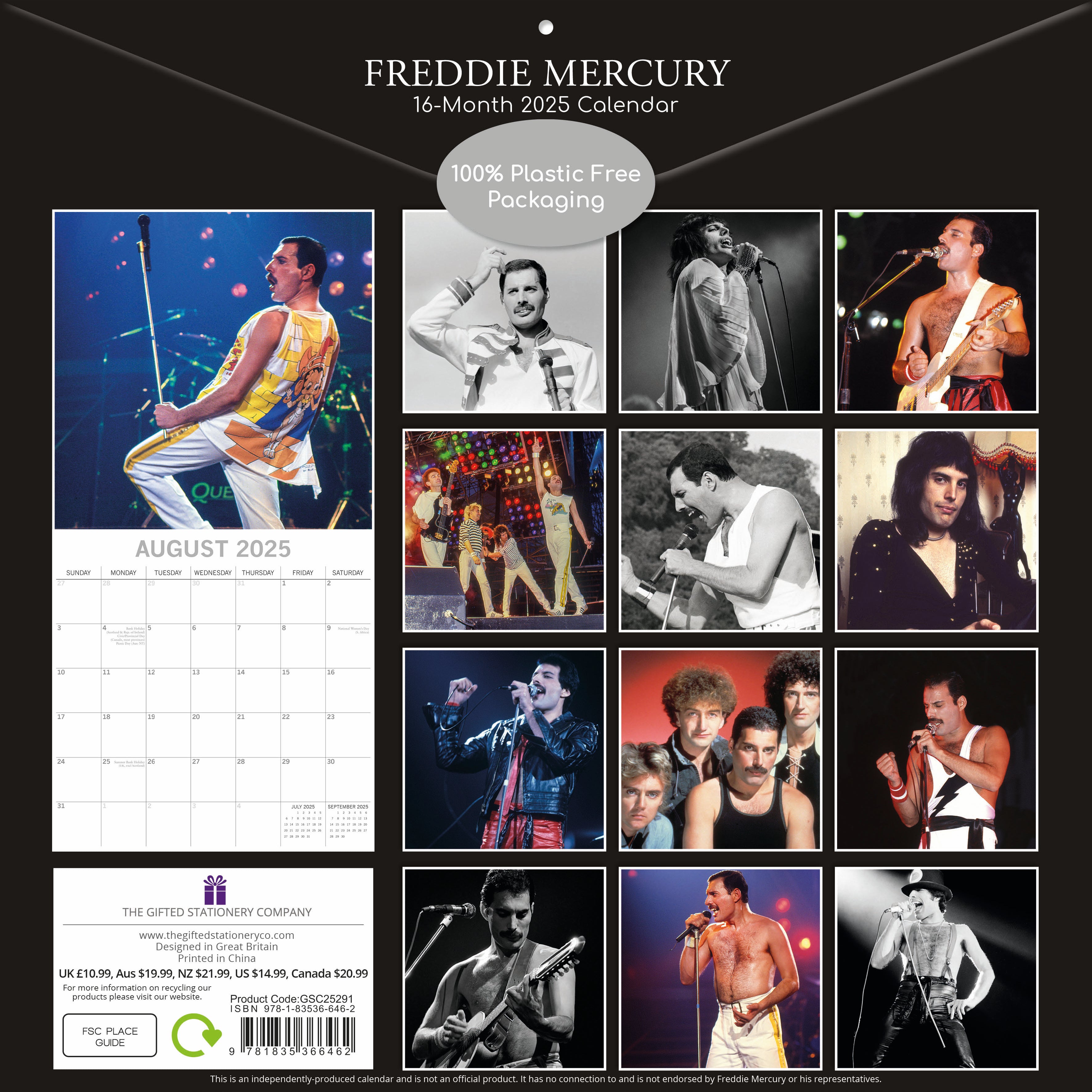 2025 Freddie Mercury - Square Wall Calendar