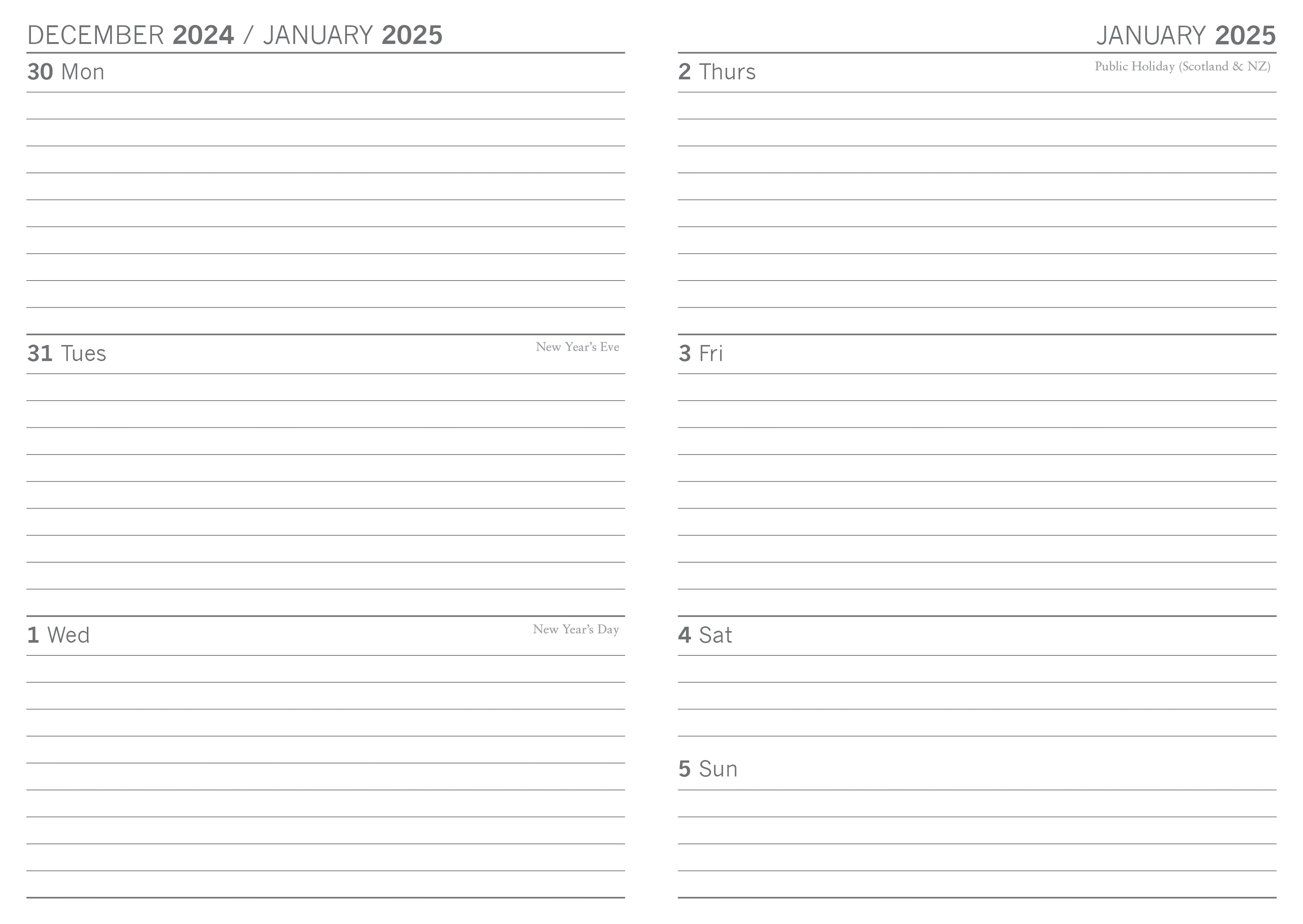 2025 Camper Vans - Weekly Diary/Planner