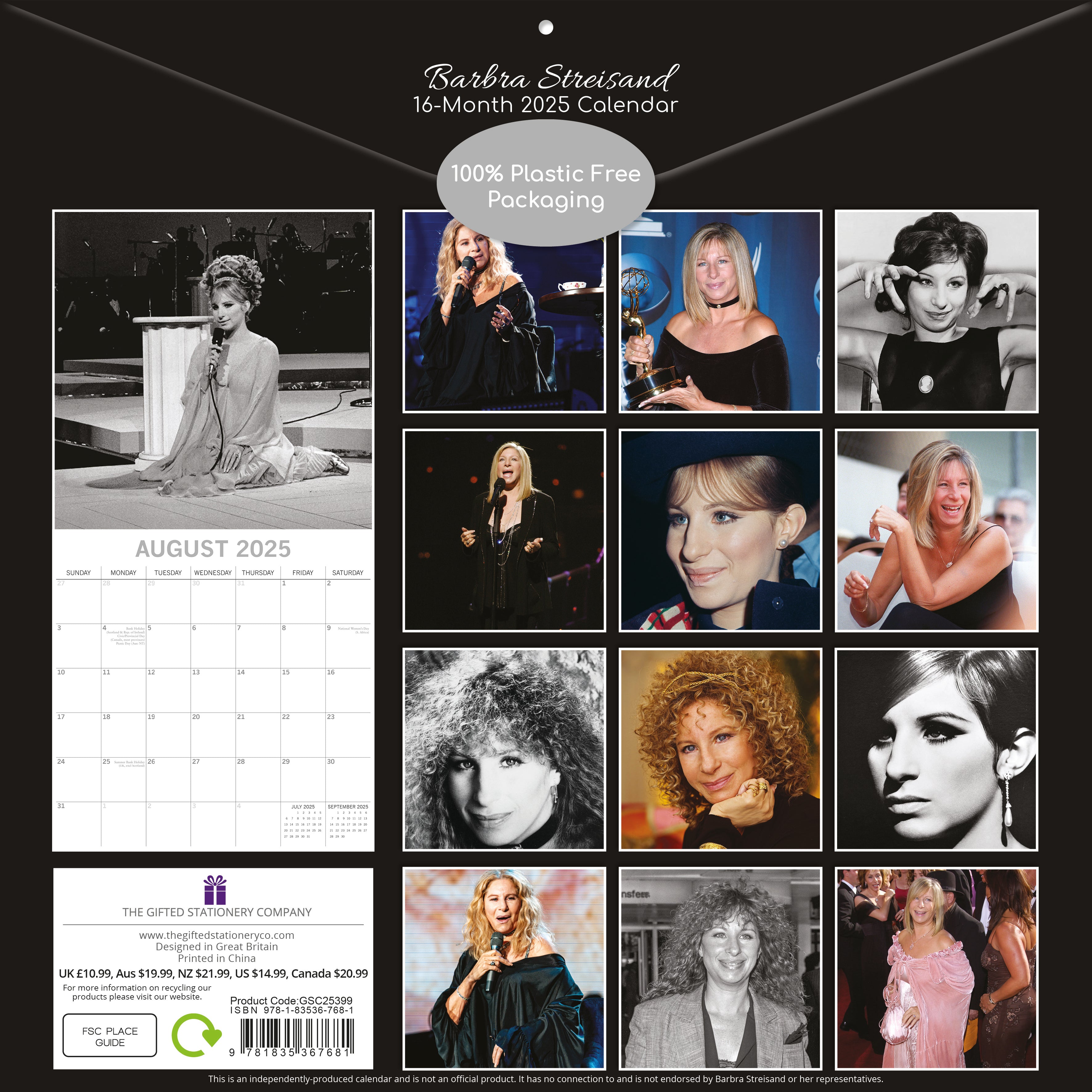 2025 Barbra Streisand - Square Wall Calendar