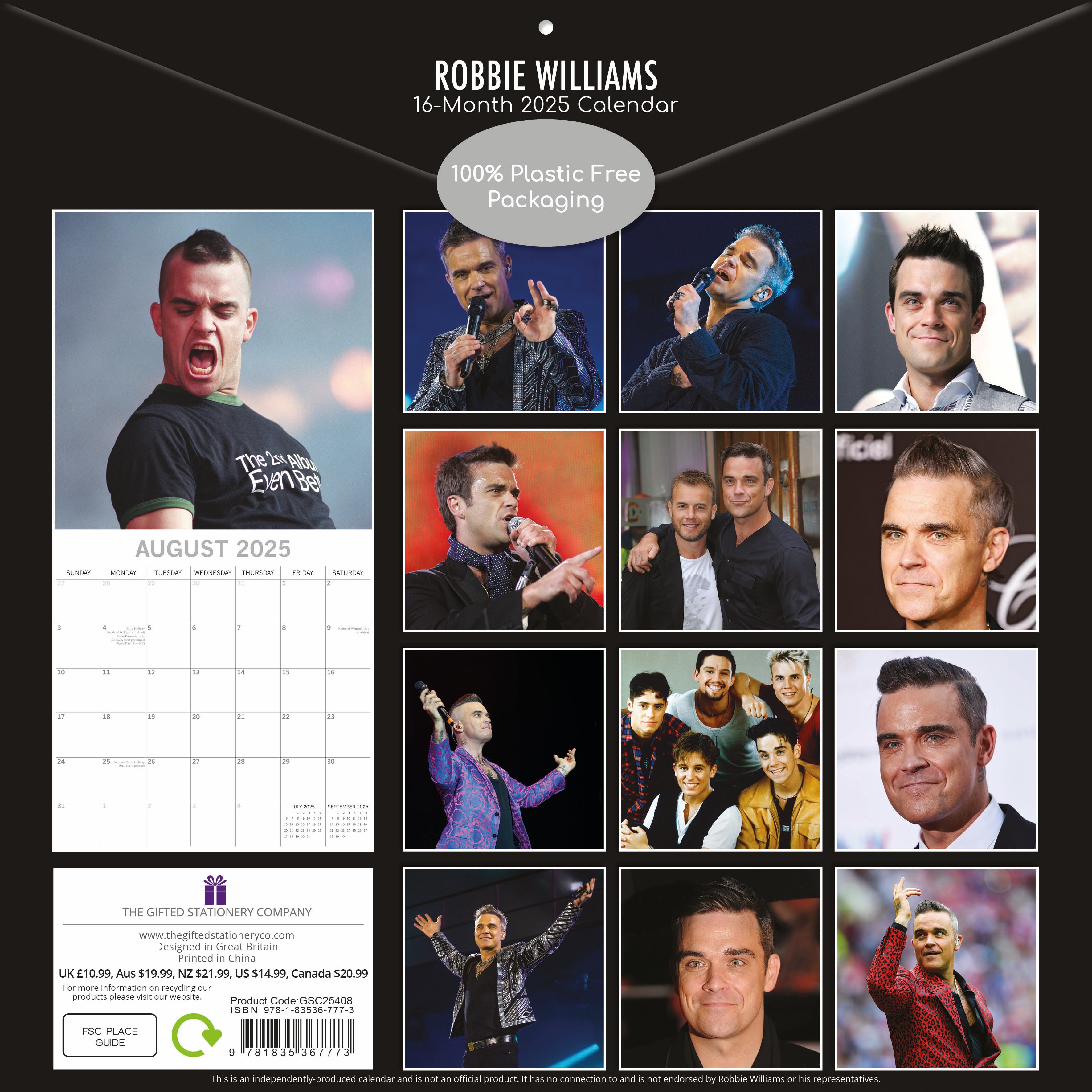 2025 Robbie Williams - Square Wall Calendar