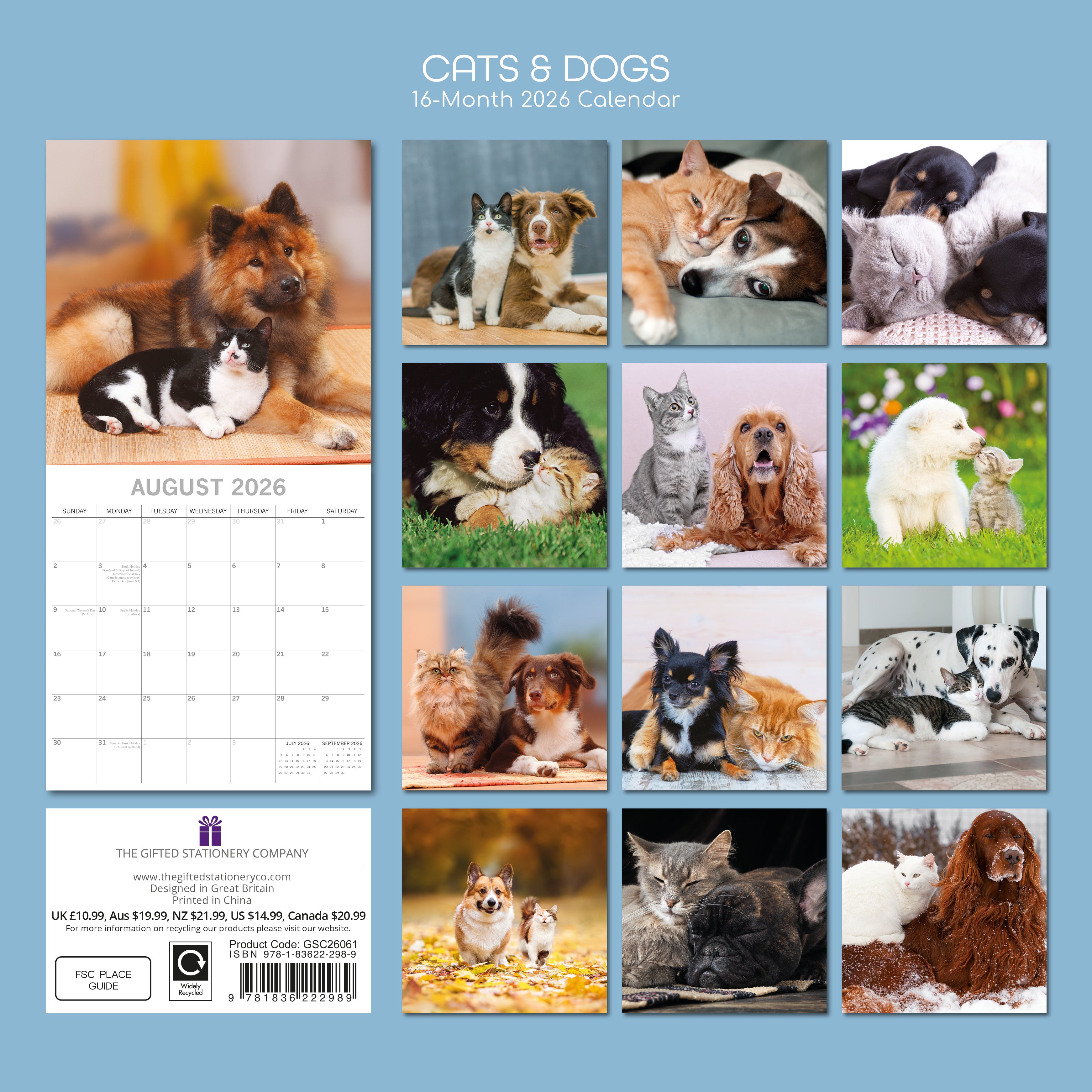 2026 Cats & Dogs - Square Wall Calendar