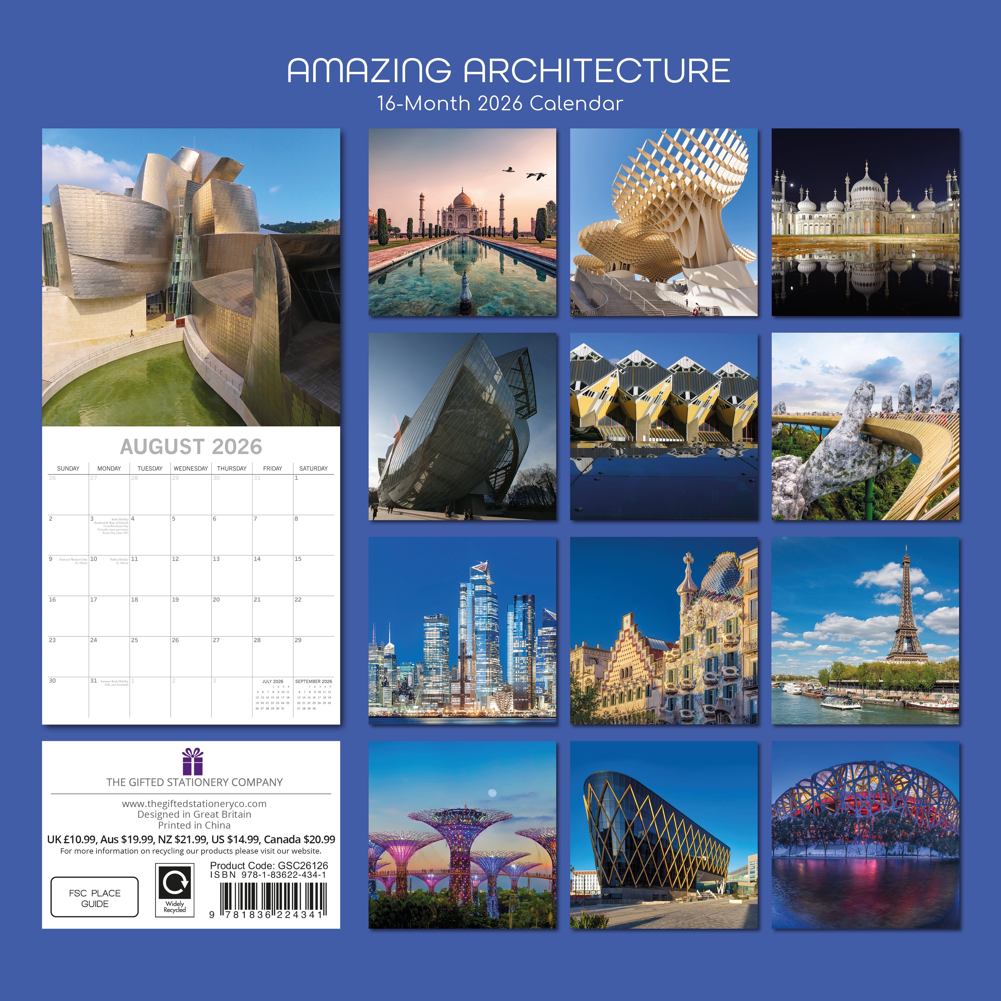 2026 Amazing Architecture - Square Wall Calendar
