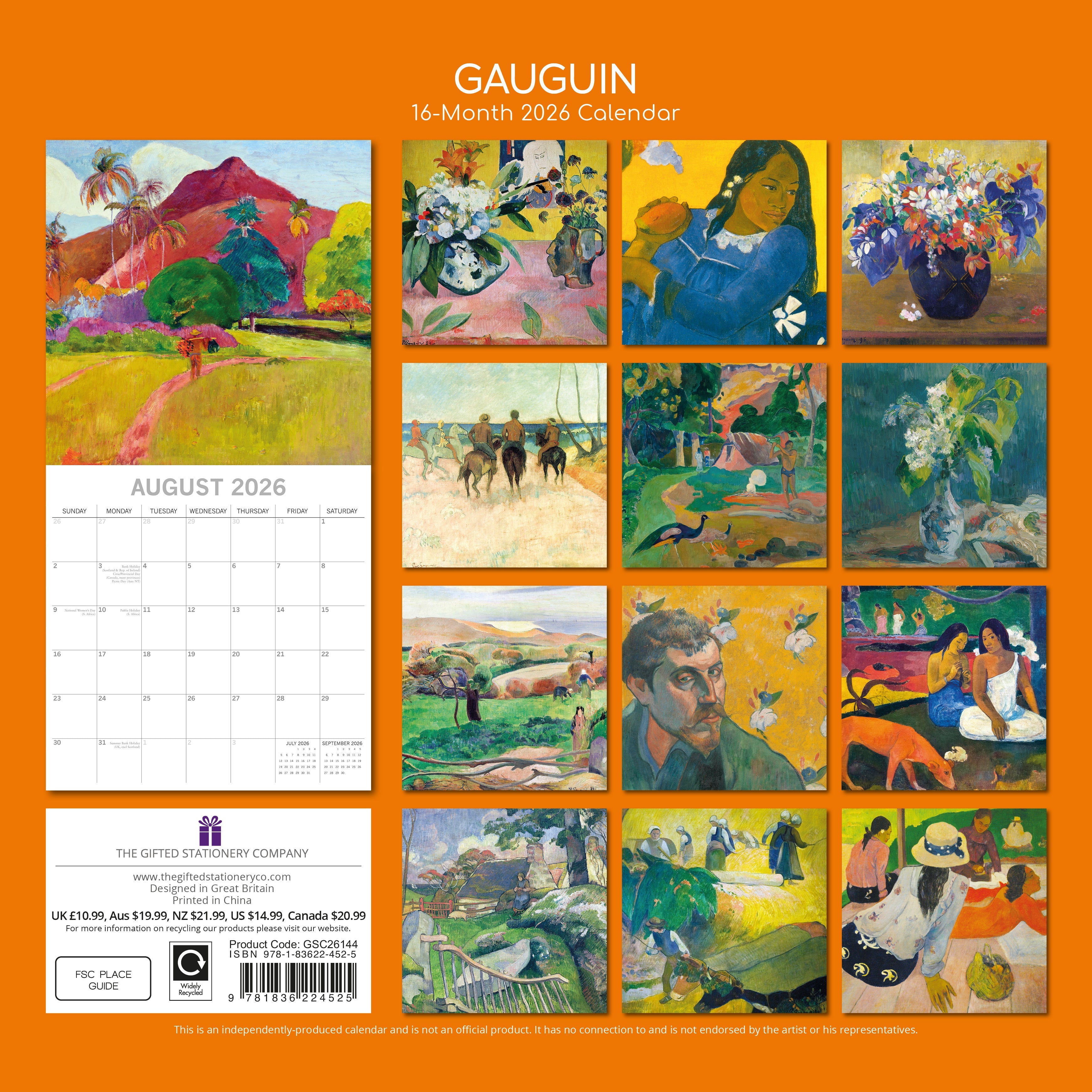 2026 Gauguin - Square Wall Calendar