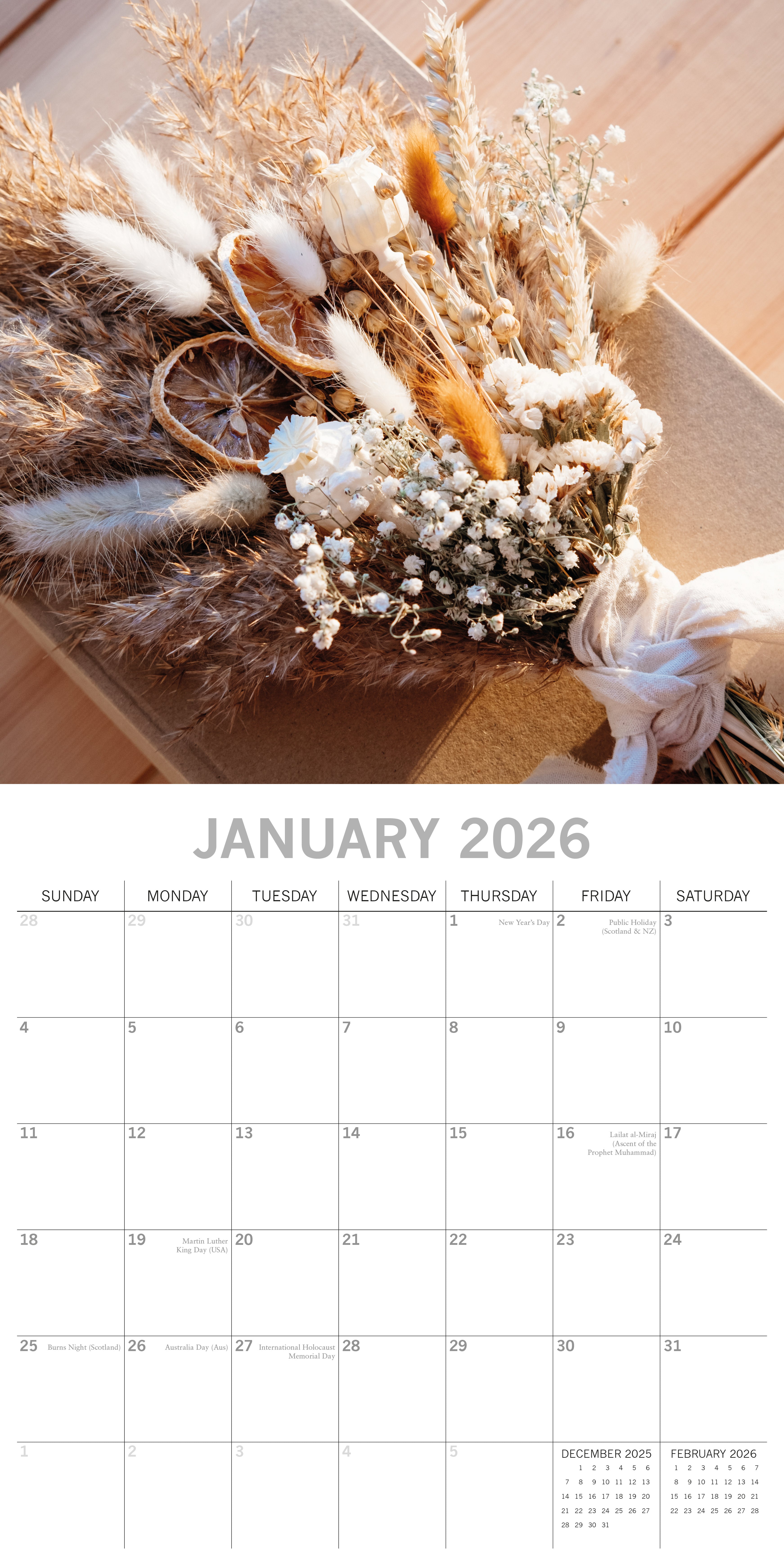 2026 Dried Flowers - Square Wall Calendar