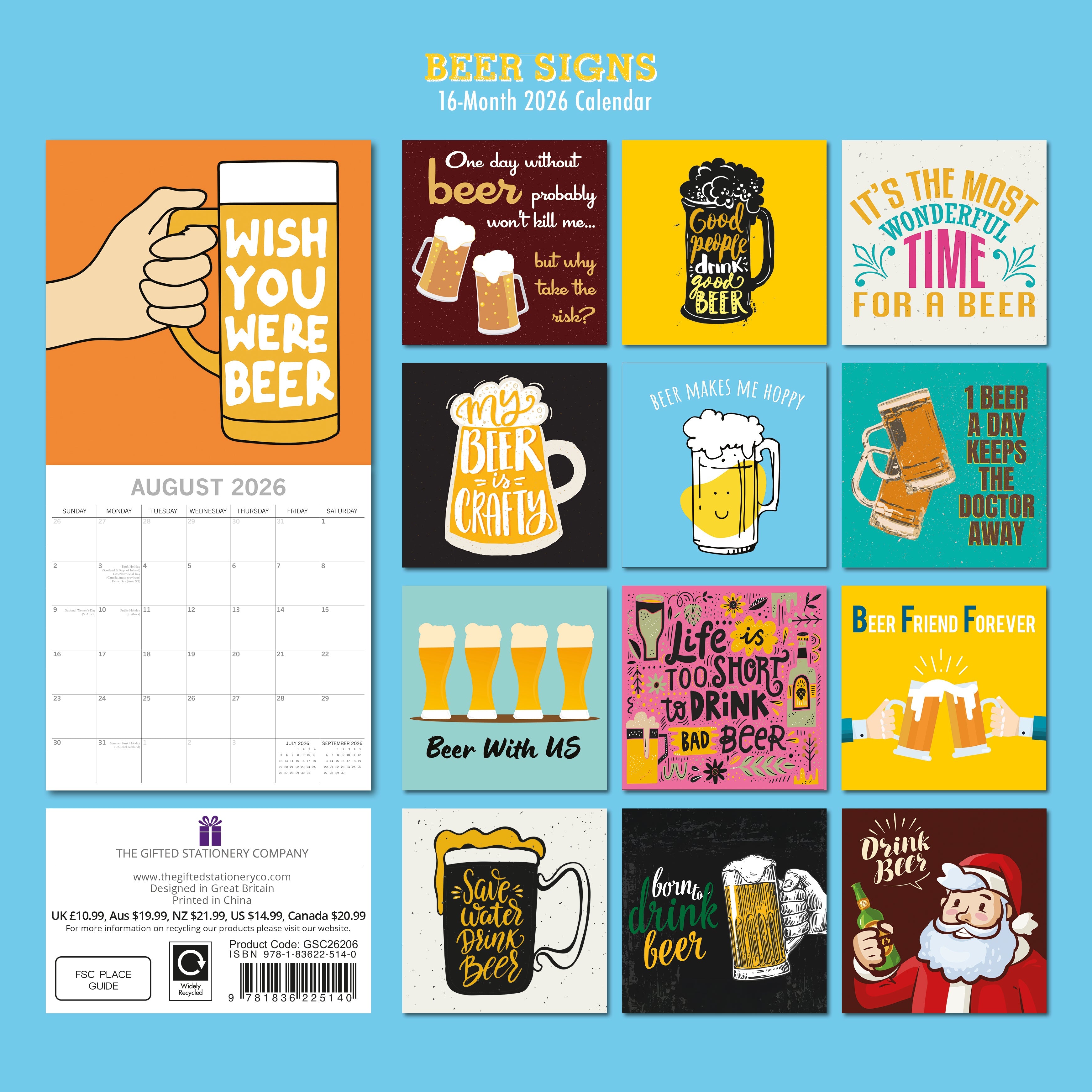 2026 Beer Signs - Square Wall Calendar