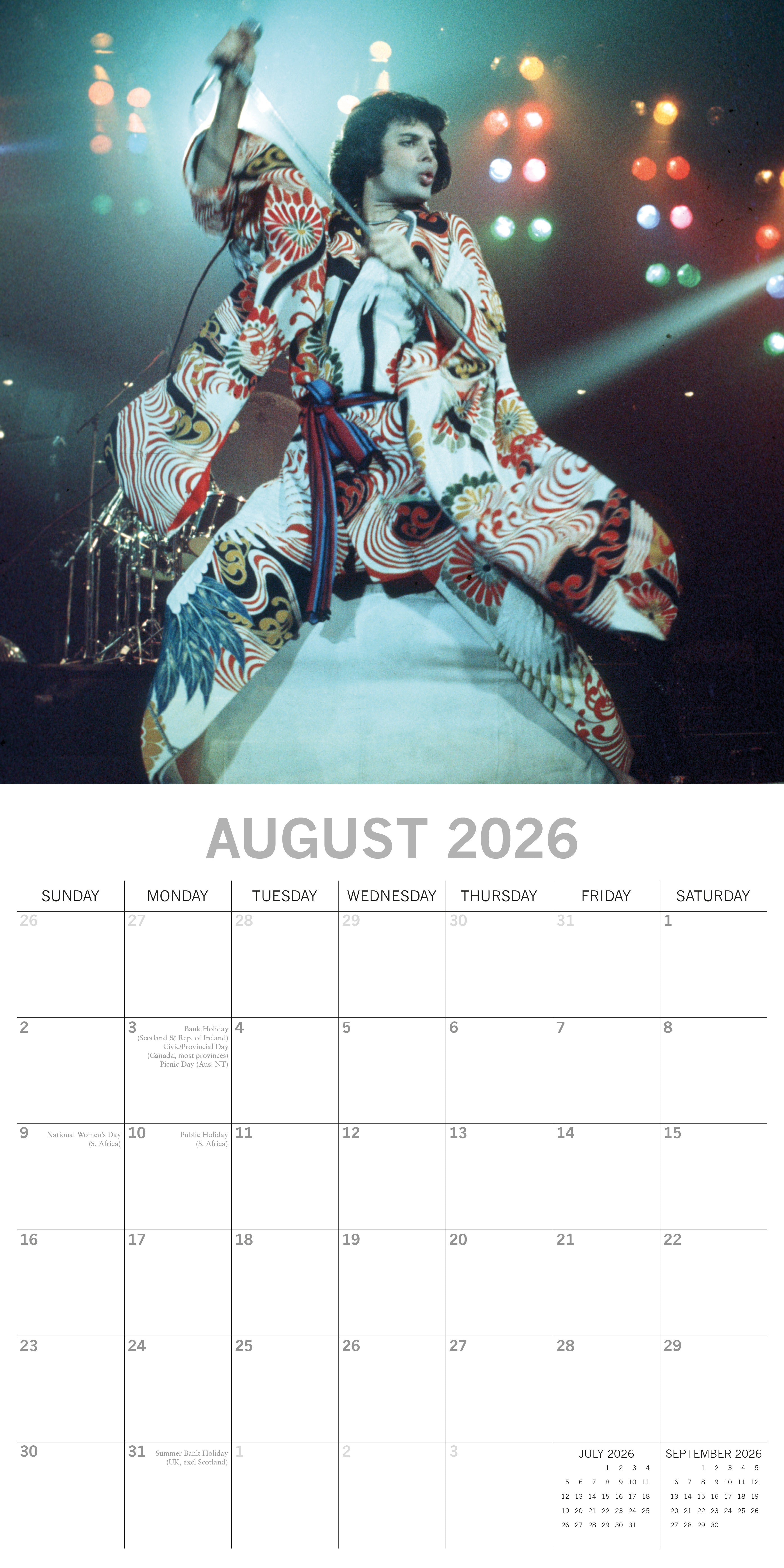 2026 Freddie Mercury - Square Wall Calendar