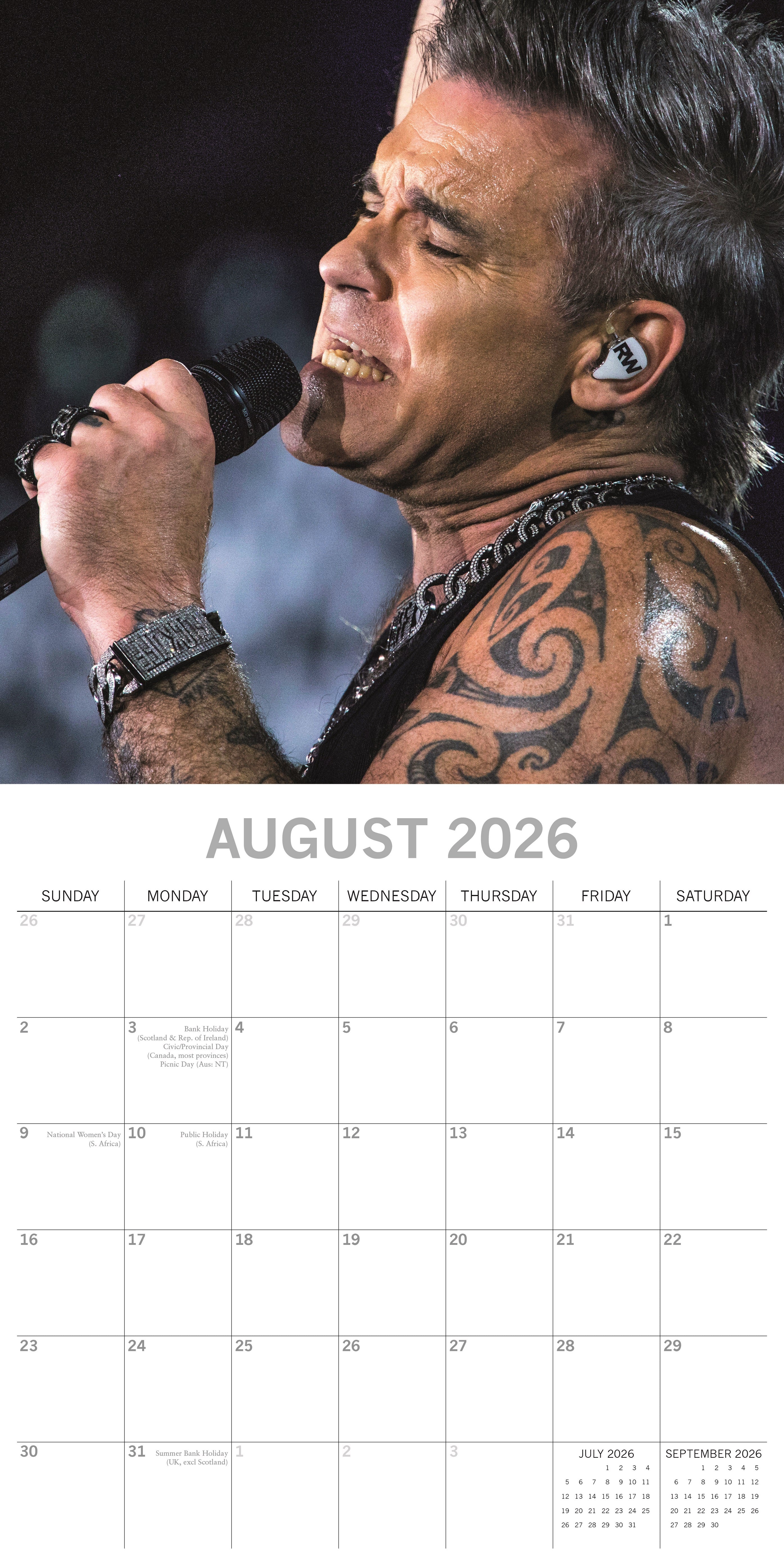 2026 Robbie Williams - Square Wall Calendar