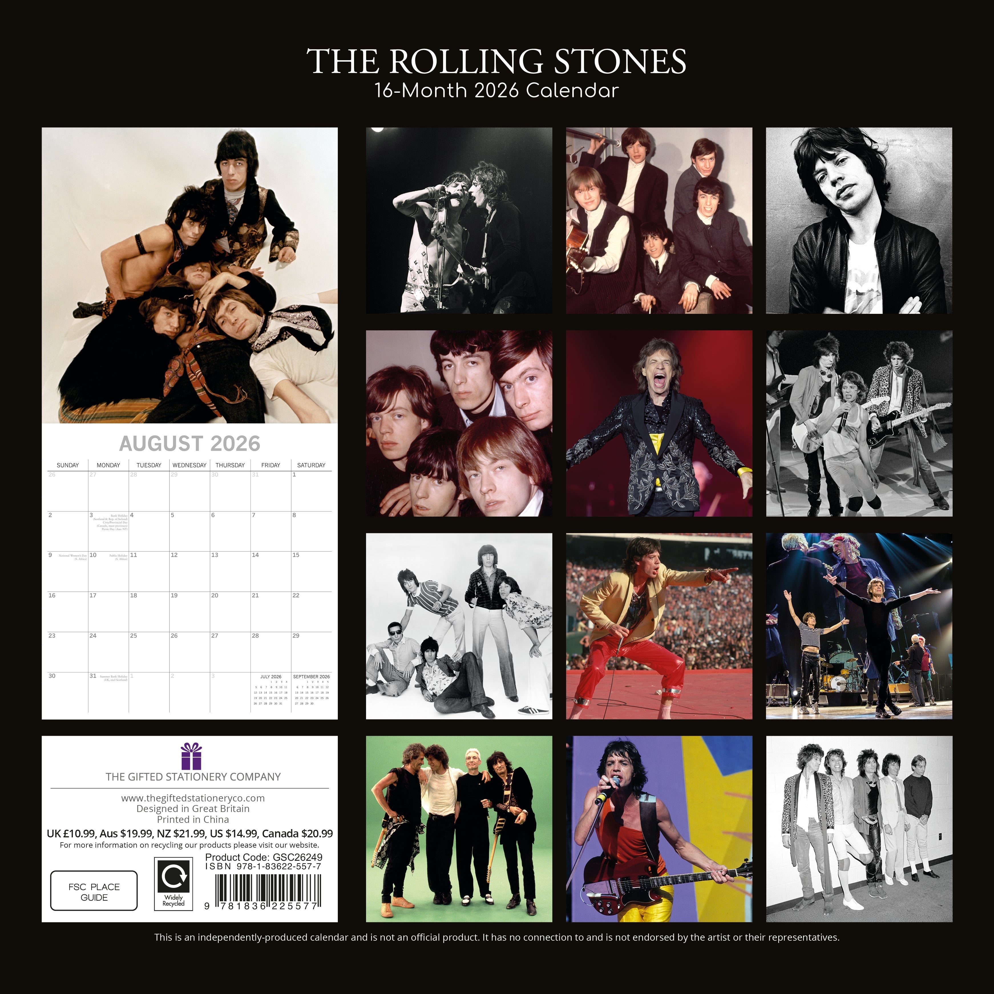 2026 Rolling Stones - Square Wall Calendar