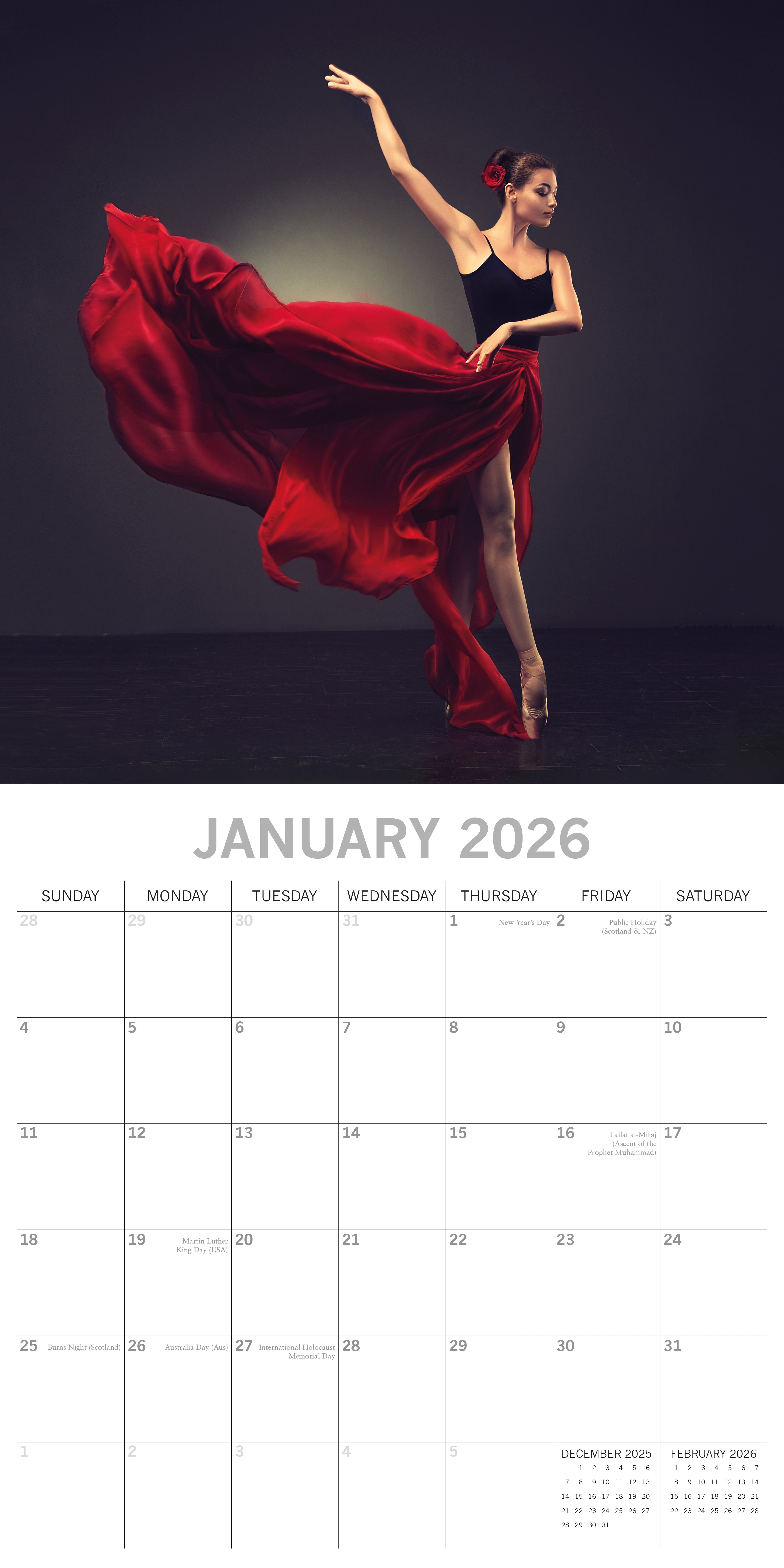 2026 Ballet - Square Wall Calendar