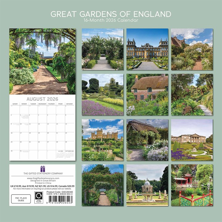 2026 Great Gardens of England - Square Wall Calendar