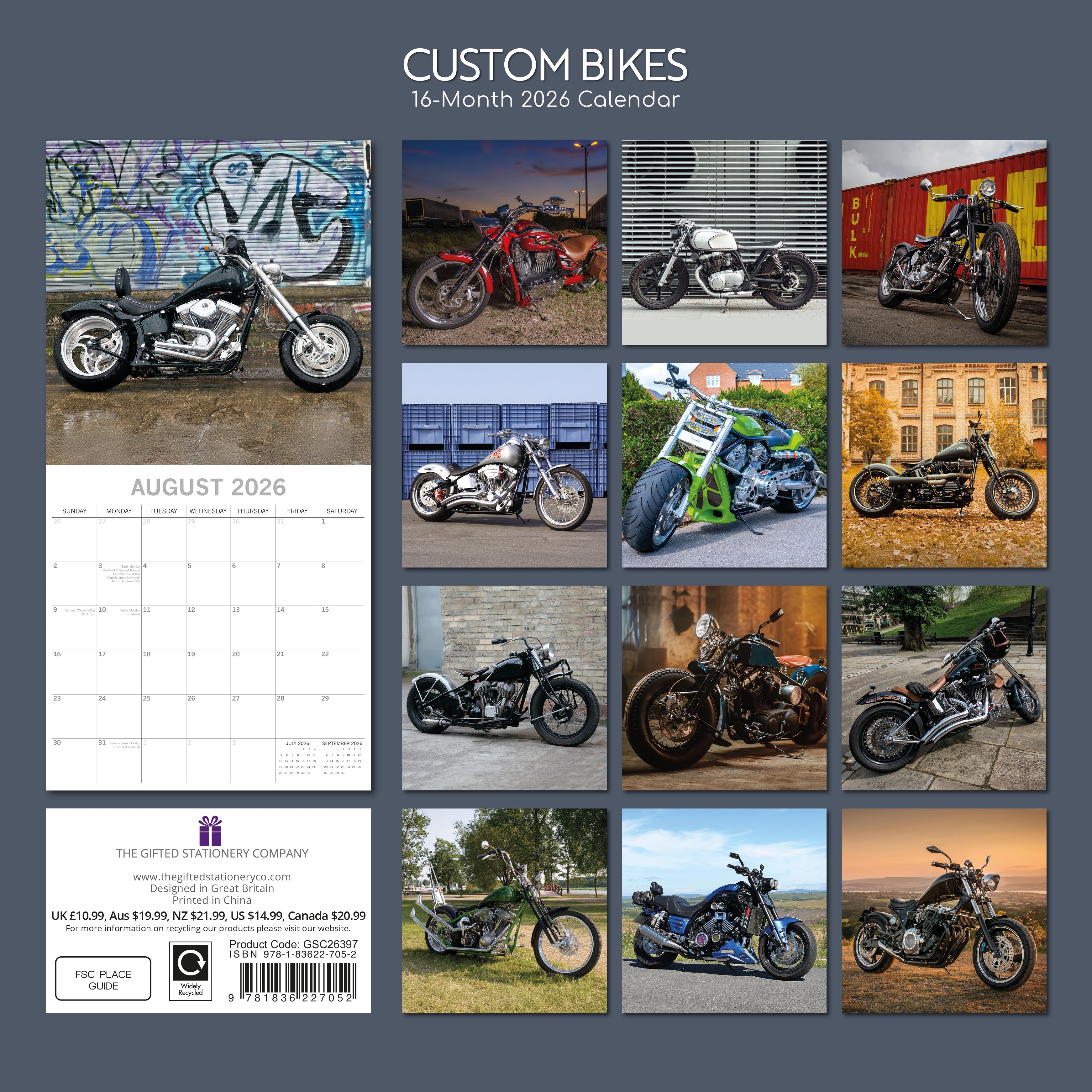 2026 Custom Bikes - Square Wall Calendar
