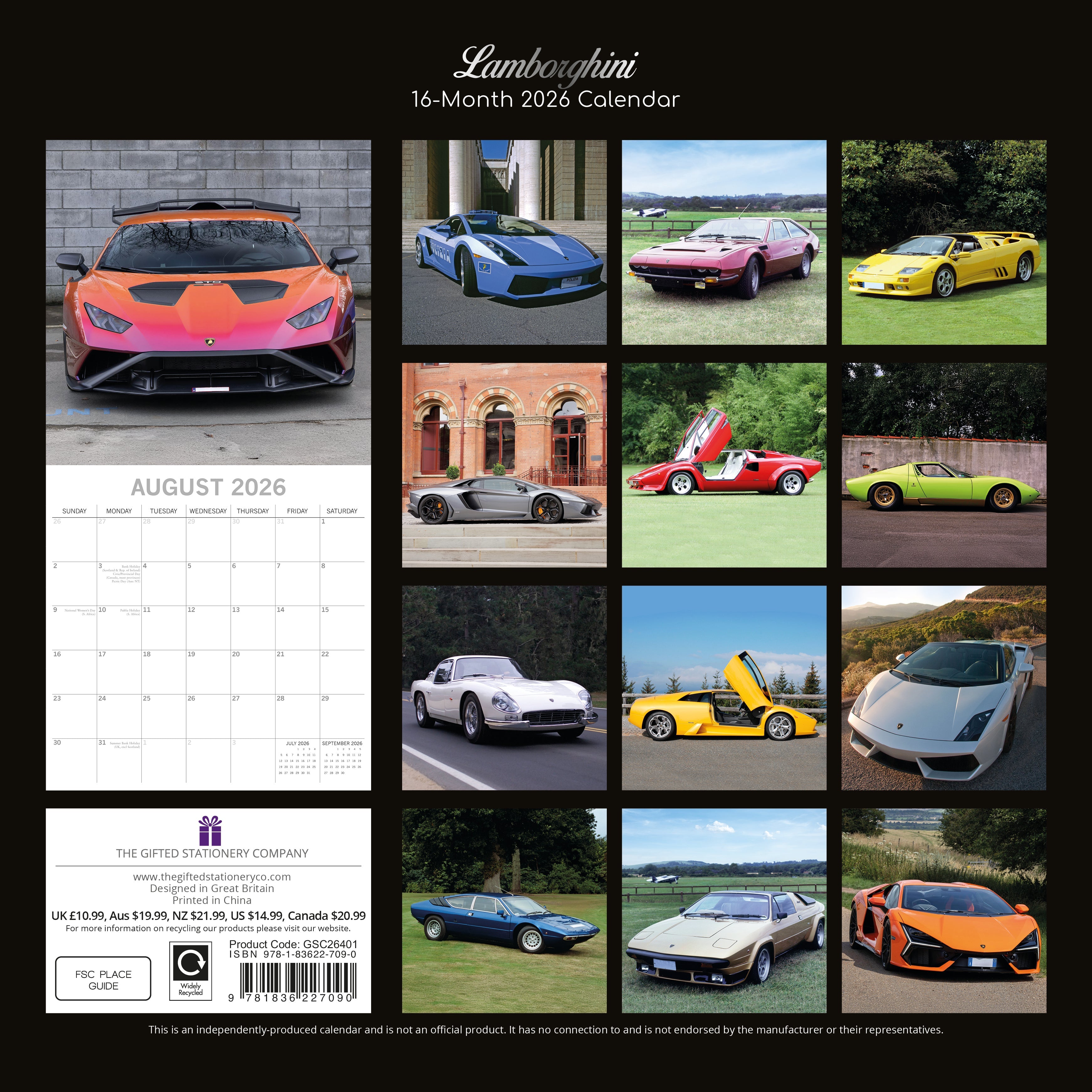 2026 Lamborghini - Square Wall Calendar