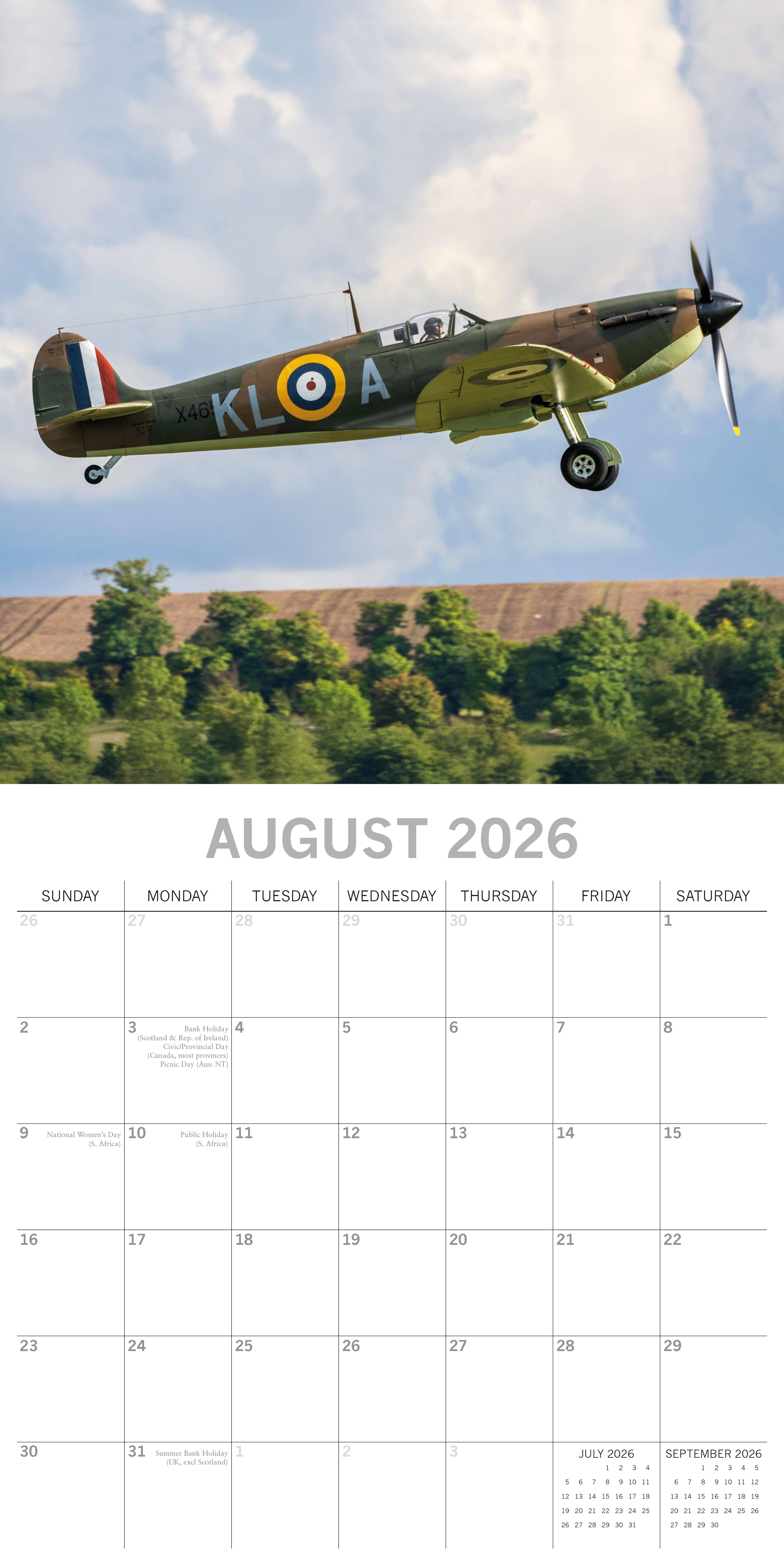 2026 Spitfires - Square Wall Calendar