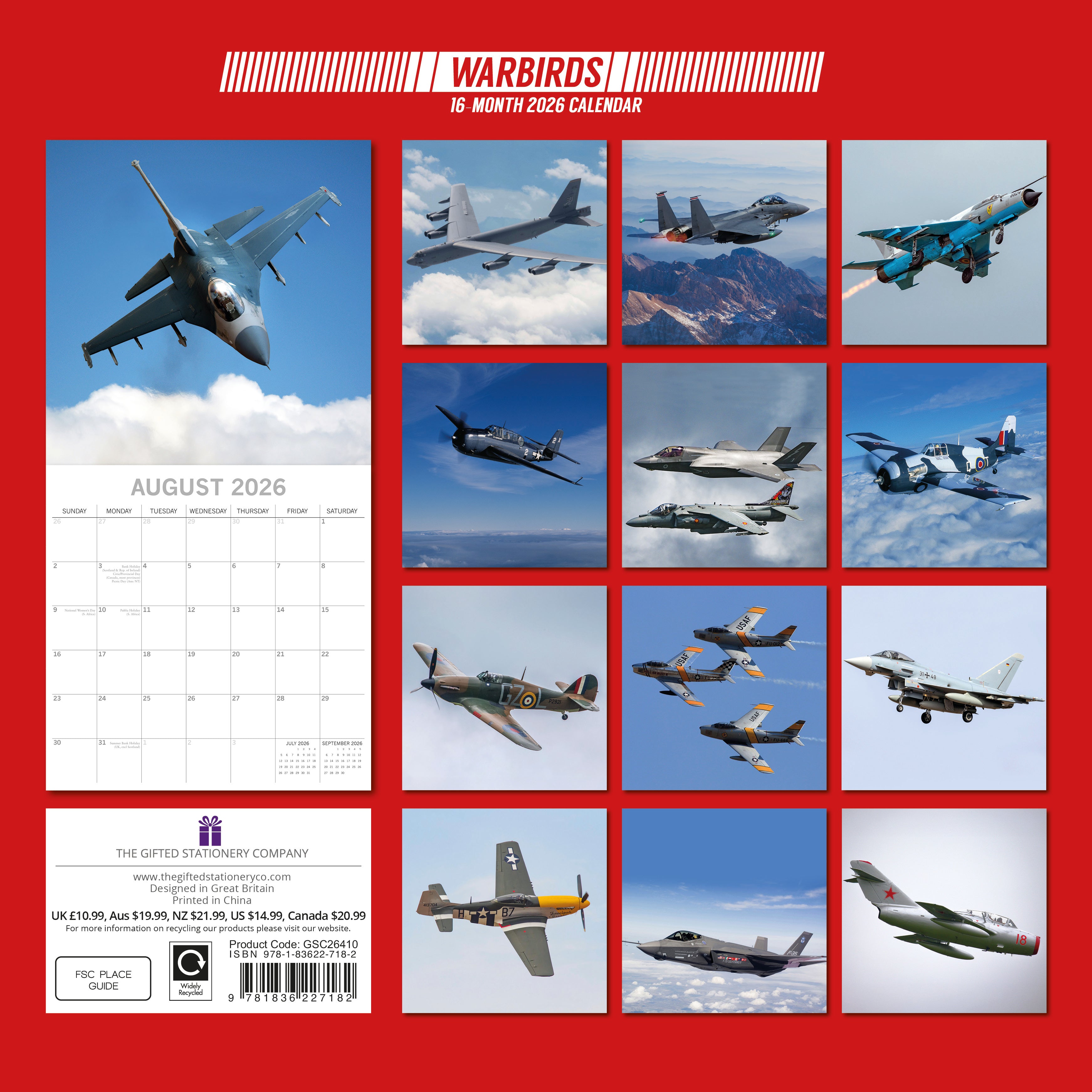 2026 Warbirds - Square Wall Calendar