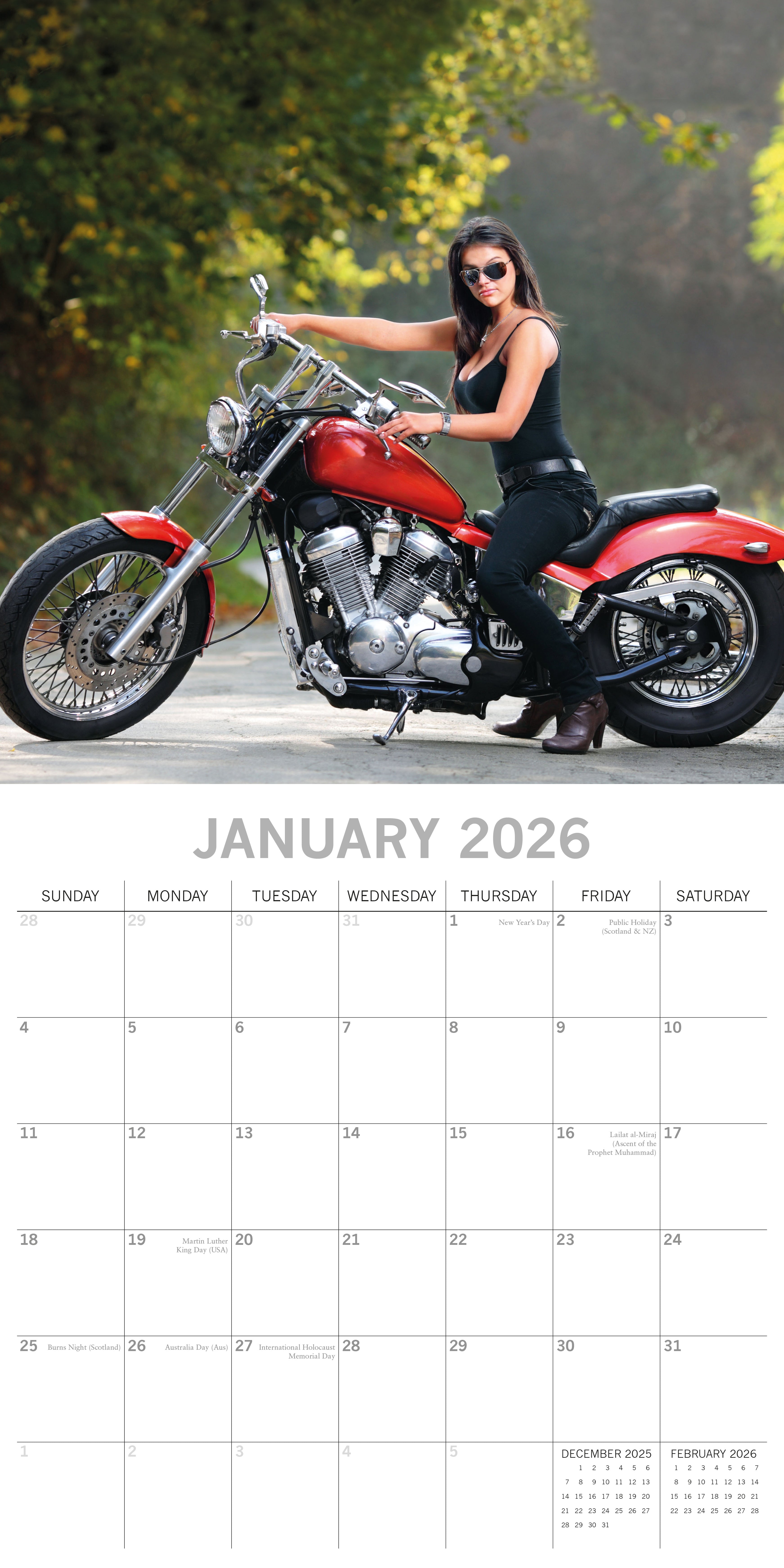 2026 Biker Babes - Square Wall Calendar