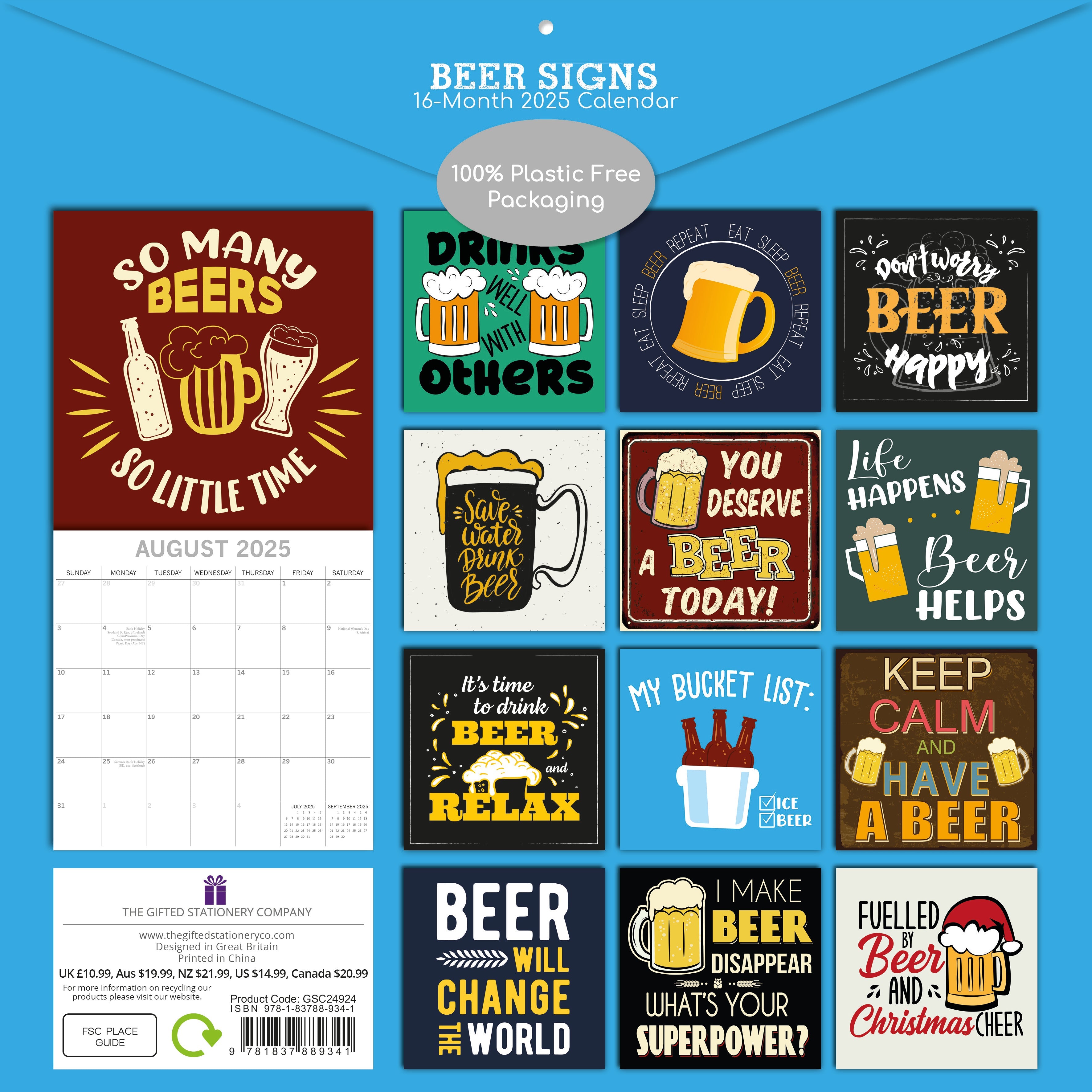 2025 Beer Signs - Square Wall Calendar