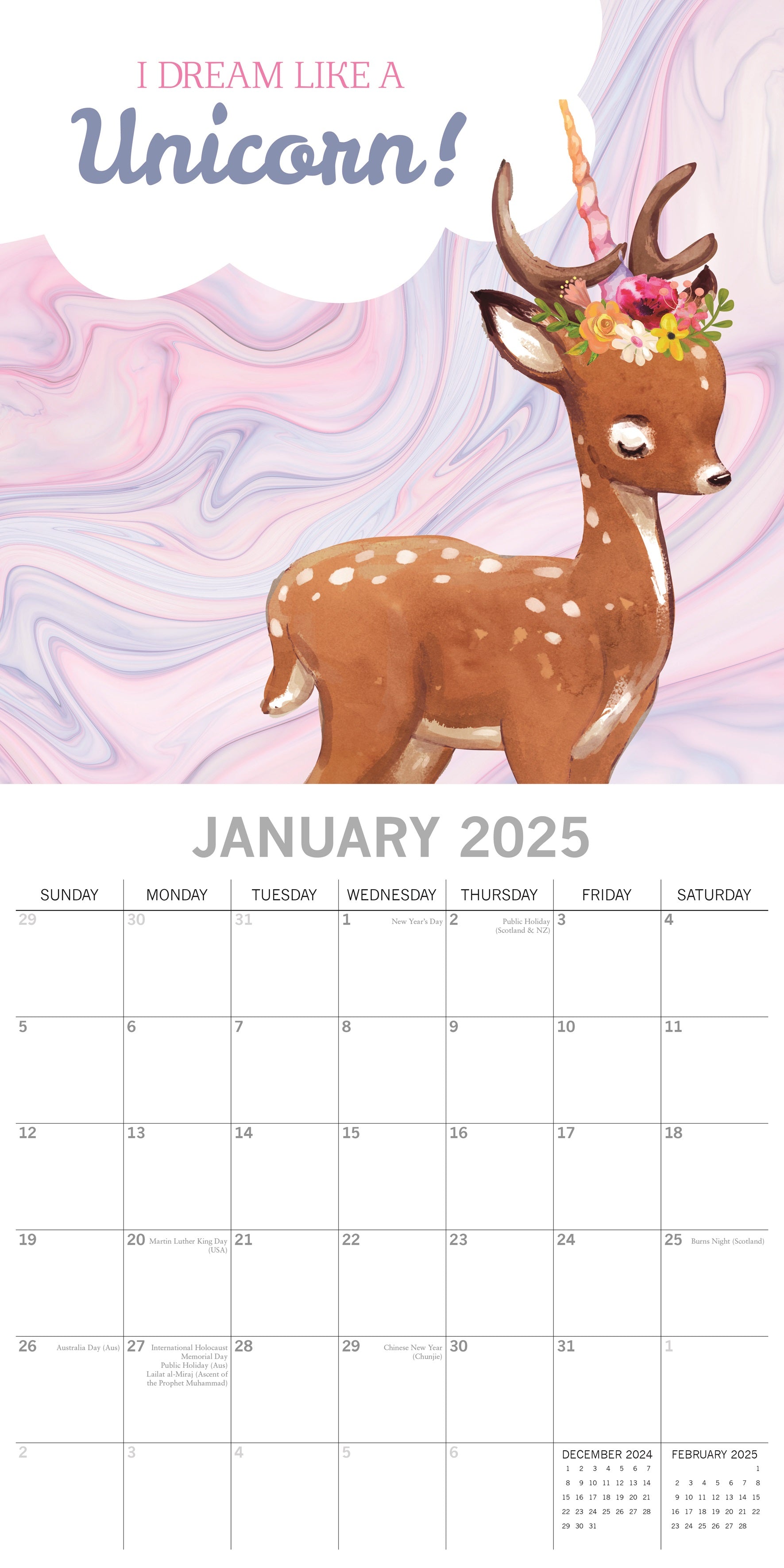 2025 Born to be a Unicorn - Square Wall Calendar